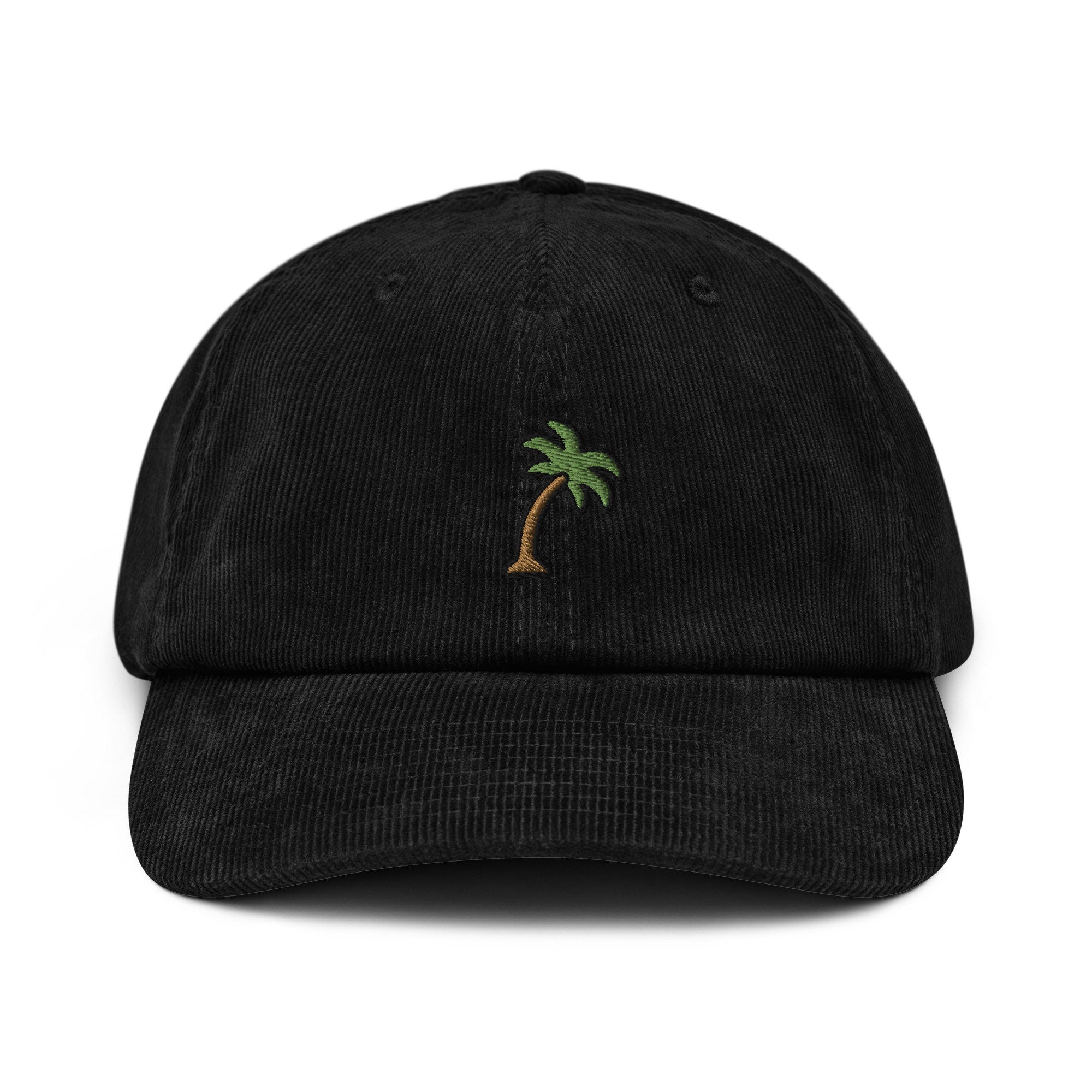 Palm Tree Corduroy Hat, Handmade Embroidered Corduroy Dad Cap - Multiple Colors