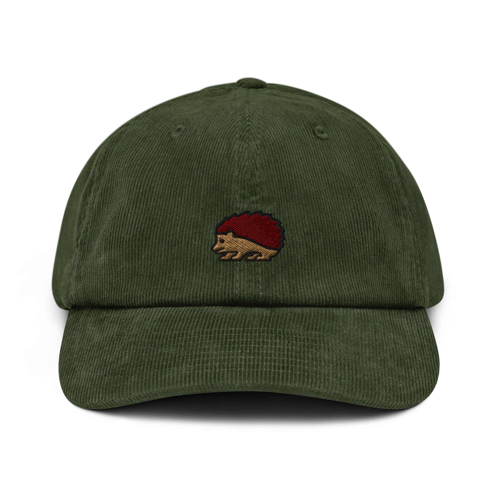 Hedgehog Corduroy Hat, Handmade Embroidered Corduroy Dad Cap - Multiple Colors