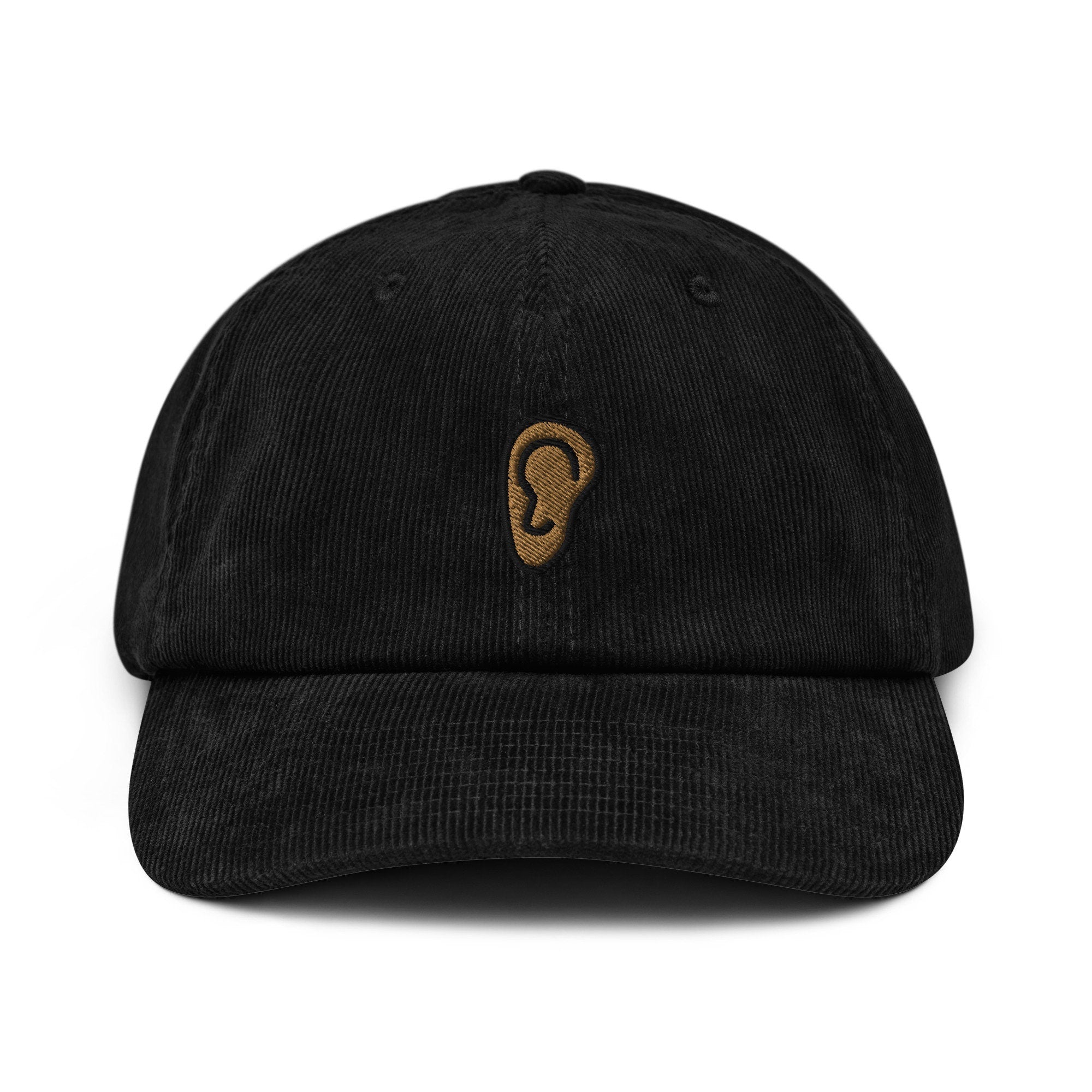Ear Corduroy Hat, Handmade Embroidered Corduroy Dad Cap - Multiple Colors