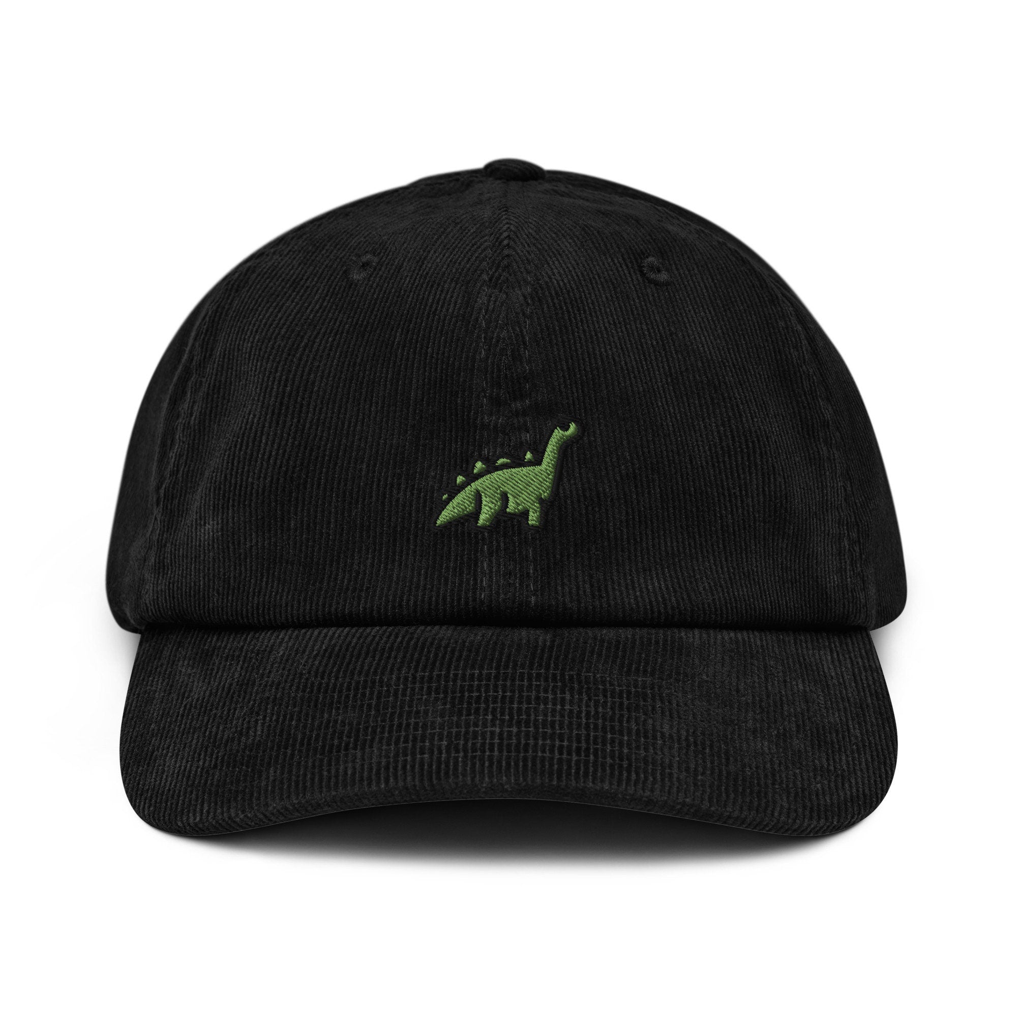 Dinosaur Corduroy Hat, Handmade Embroidered Corduroy Dad Cap - Multiple Colors