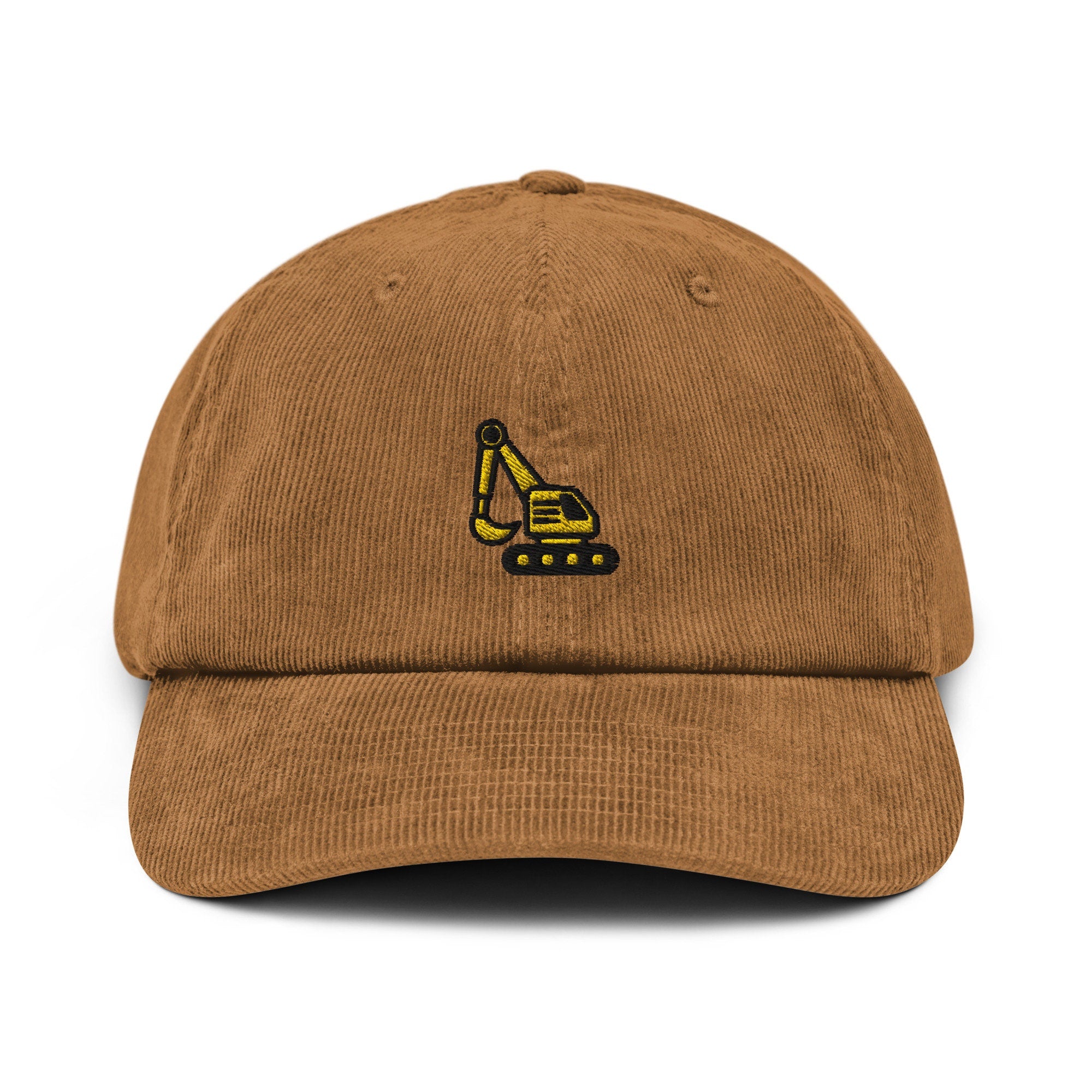 Digger Corduroy Hat, Handmade Embroidered Corduroy Dad Cap - Multiple Colors