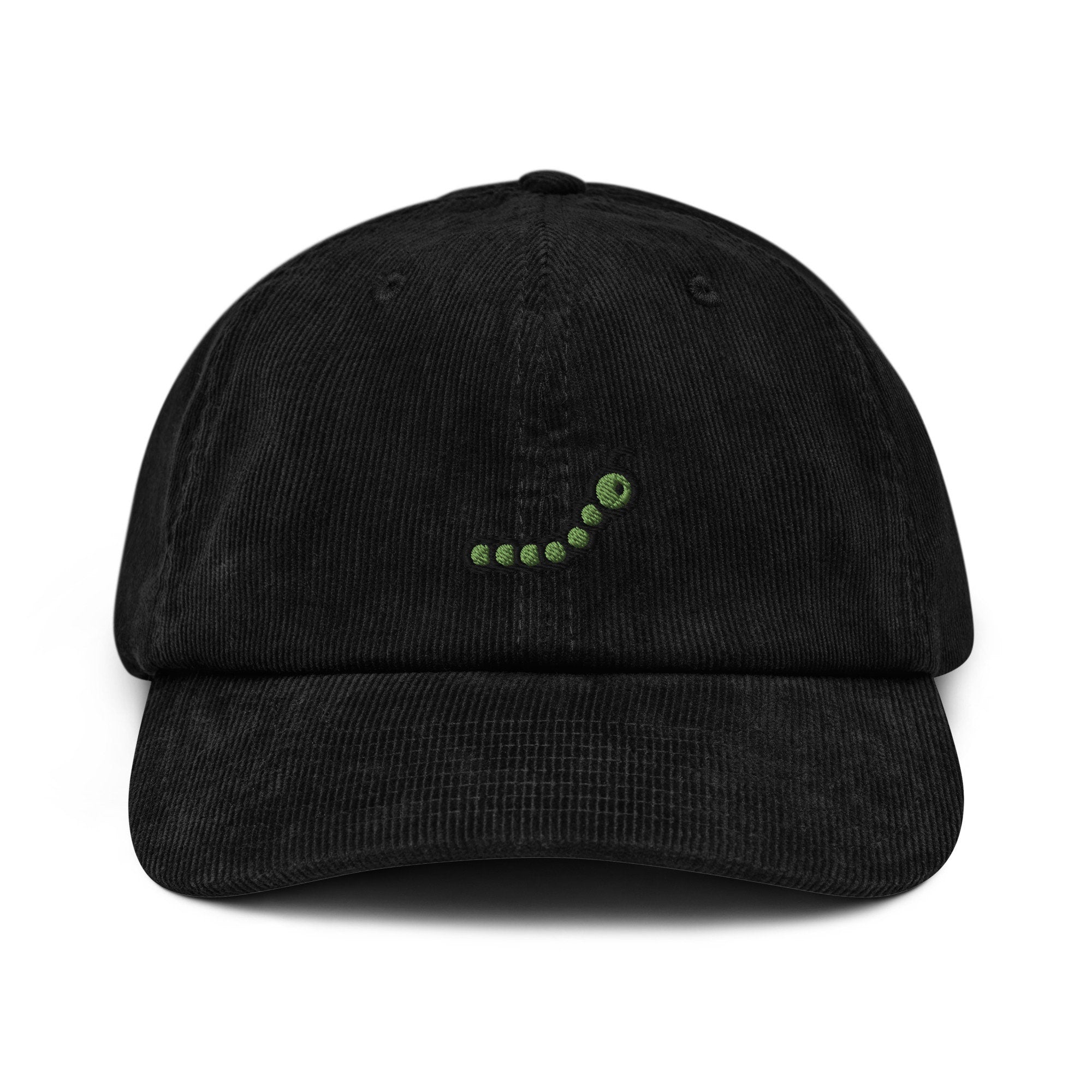 Caterpillar Corduroy Hat, Handmade Embroidered Corduroy Dad Cap - Multiple Colors