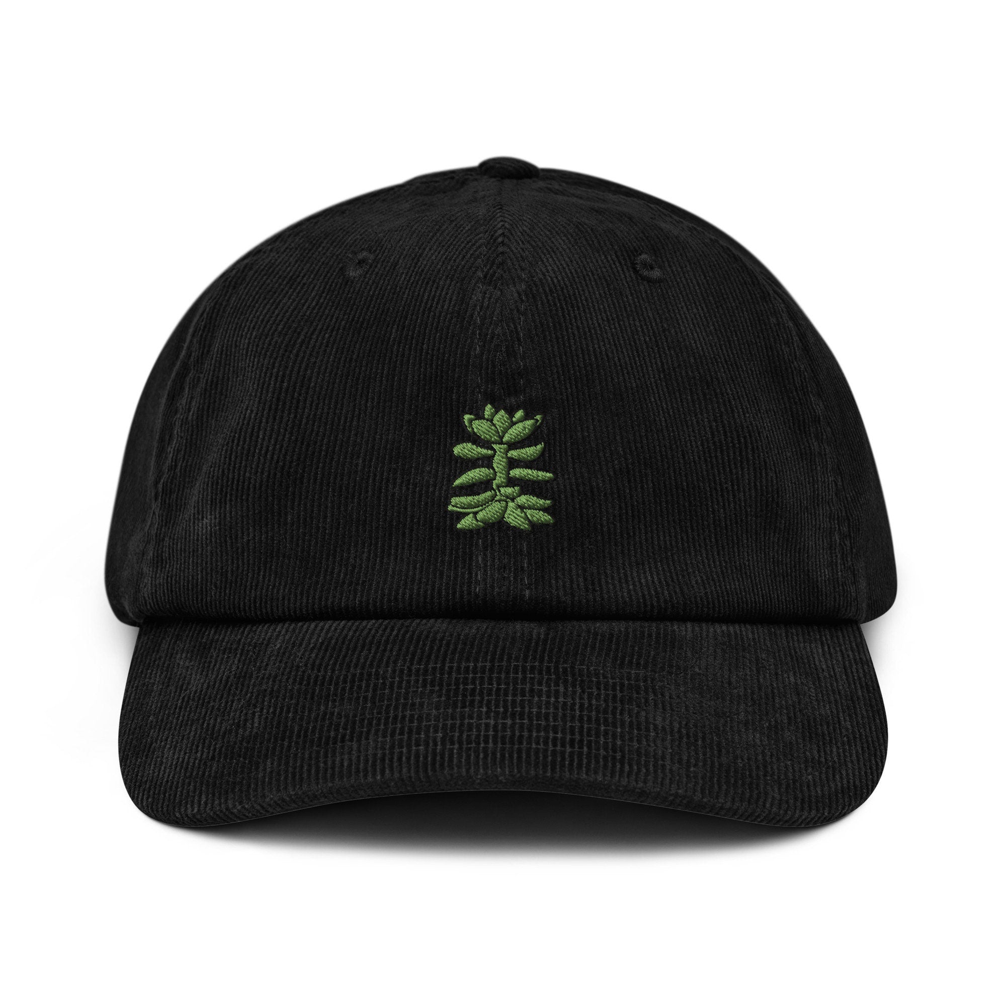 Succulent Corduroy Hat, Handmade Embroidered Corduroy Dad Cap - Multiple Colors