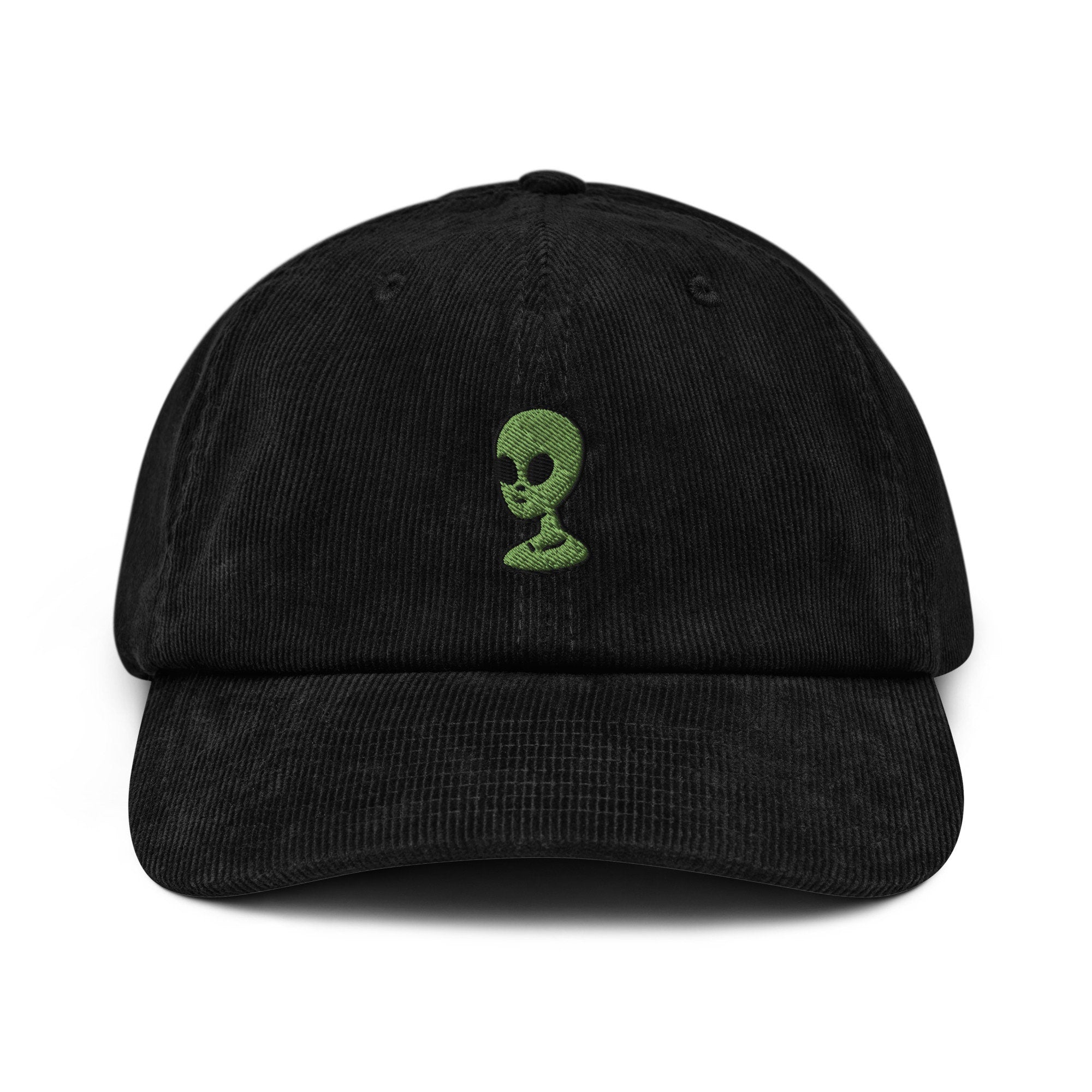 Alien Corduroy Hat, Handmade Embroidered Corduroy Dad Cap - Multiple Colors