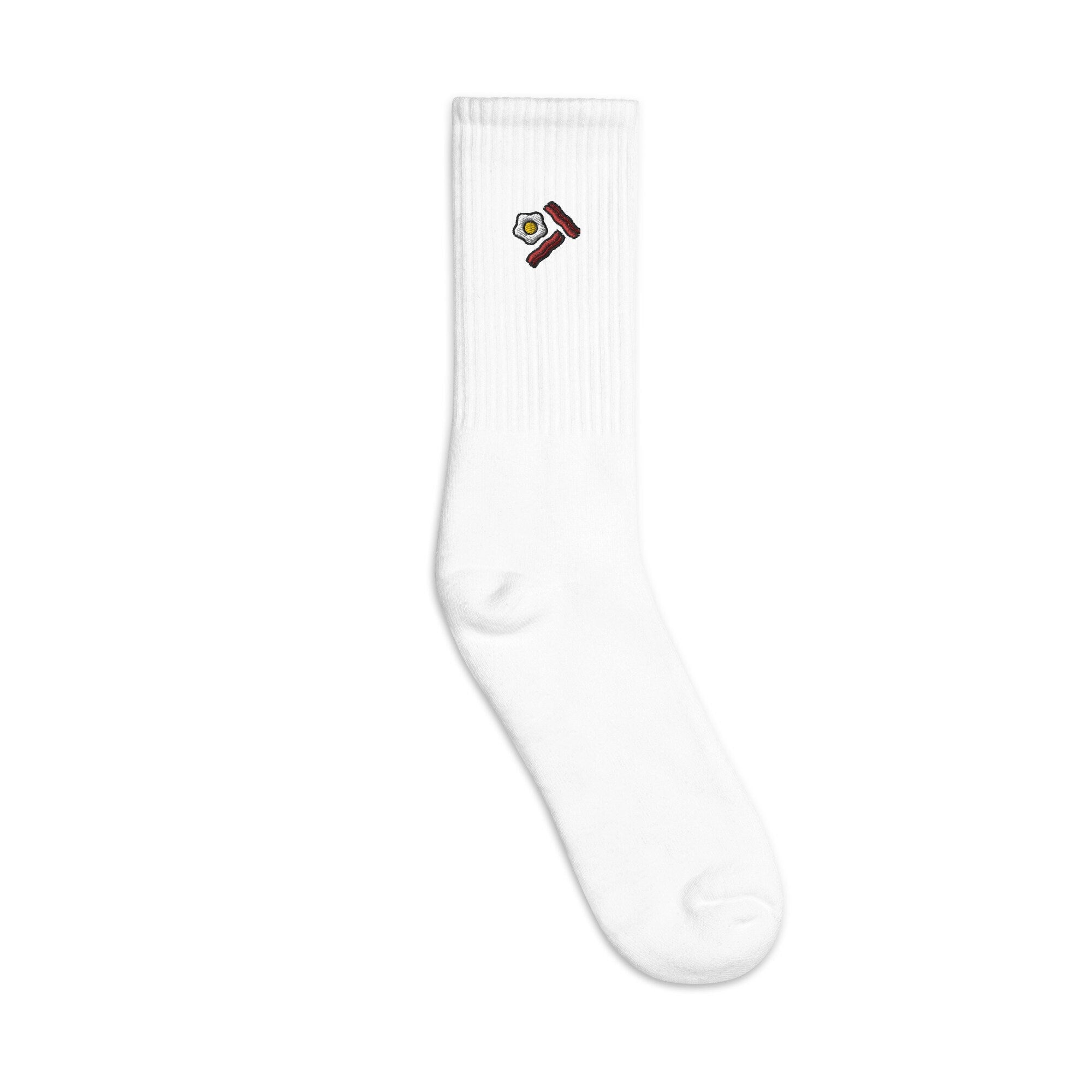Breakfast Embroidered Socks, Premium Embroidered Socks, Long Socks Gift - Multiple Colors