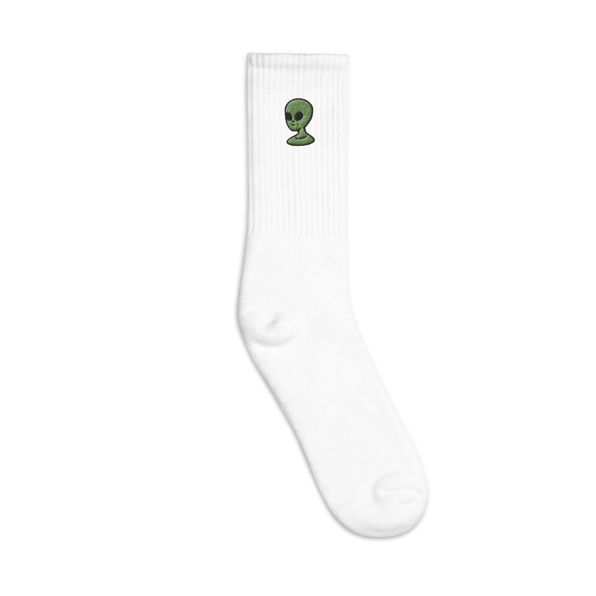 Alien Embroidered Socks, Premium Embroidered Socks, Long Socks Gift - Multiple Colors