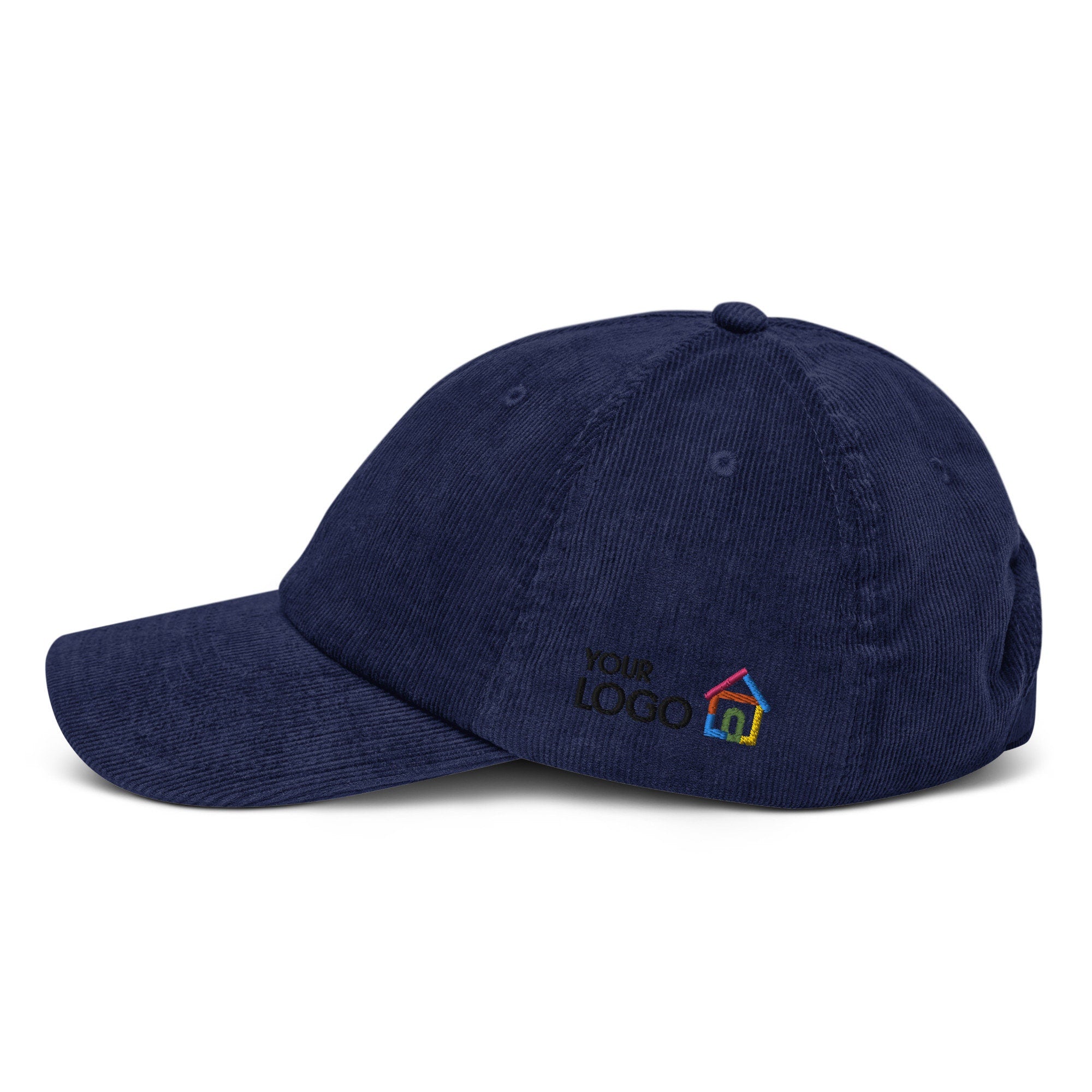 Side Embroidered Logo Corduroy Cap, Personalized Corduroy Hat Embroidery, Left or Right Side Corduroy Hat, Your Logo or Design Corduroy Hat