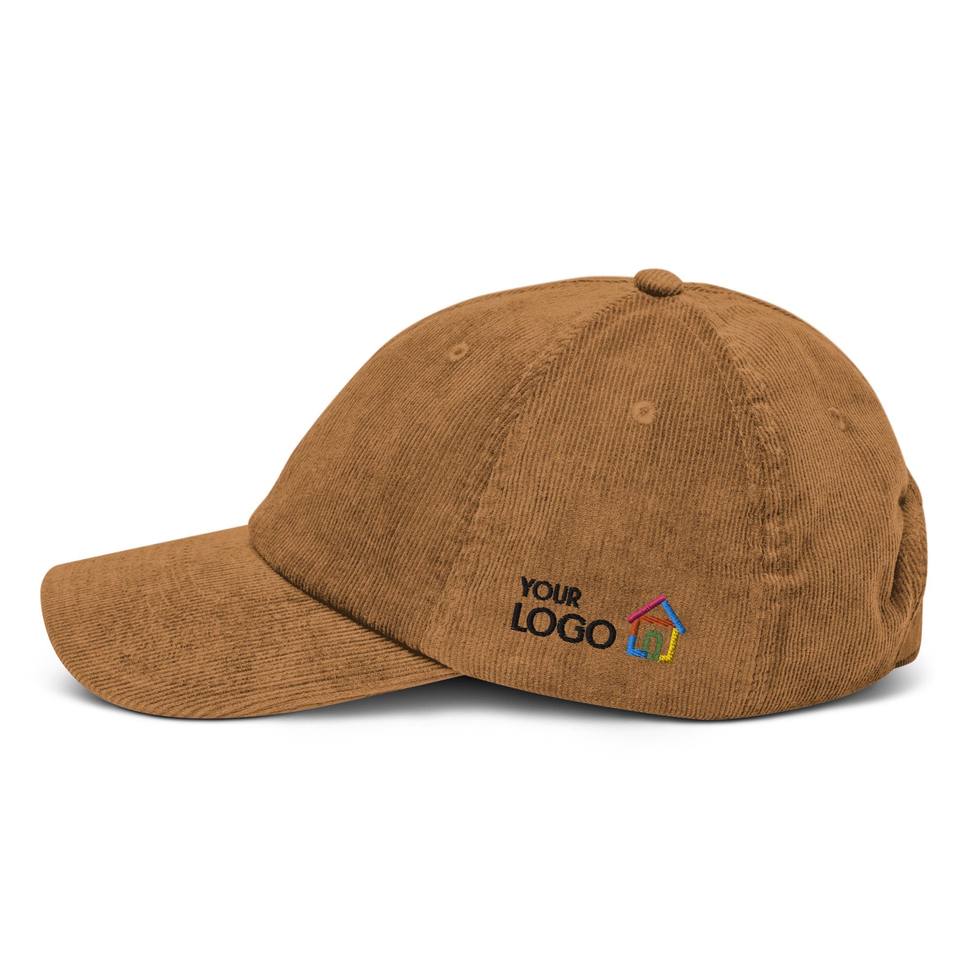Side Embroidered Logo Corduroy Cap, Personalized Corduroy Hat Embroidery, Left or Right Side Corduroy Hat, Your Logo or Design Corduroy Hat