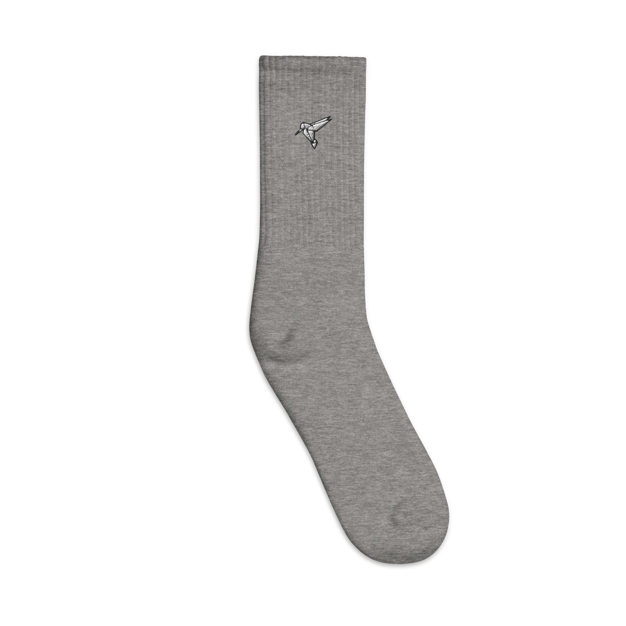 Paper Hummingbird Embroidered Socks, Premium Embroidered Socks, Long Socks Gift - Multiple Colors