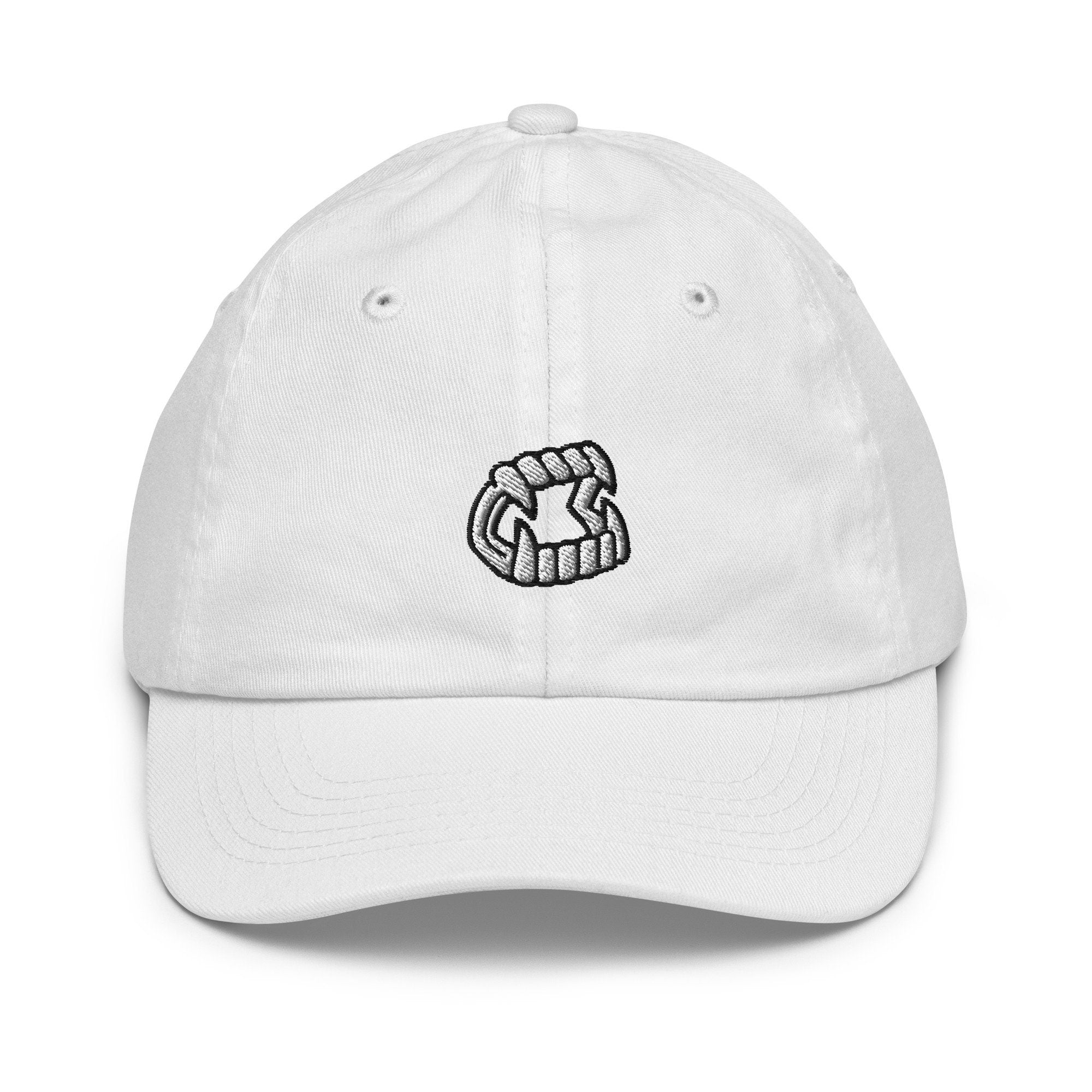 Vampire Teeth Youth Baseball Cap, Handmade Kids Hat, Embroidered Childrens Hat Gift - Multiple Colors