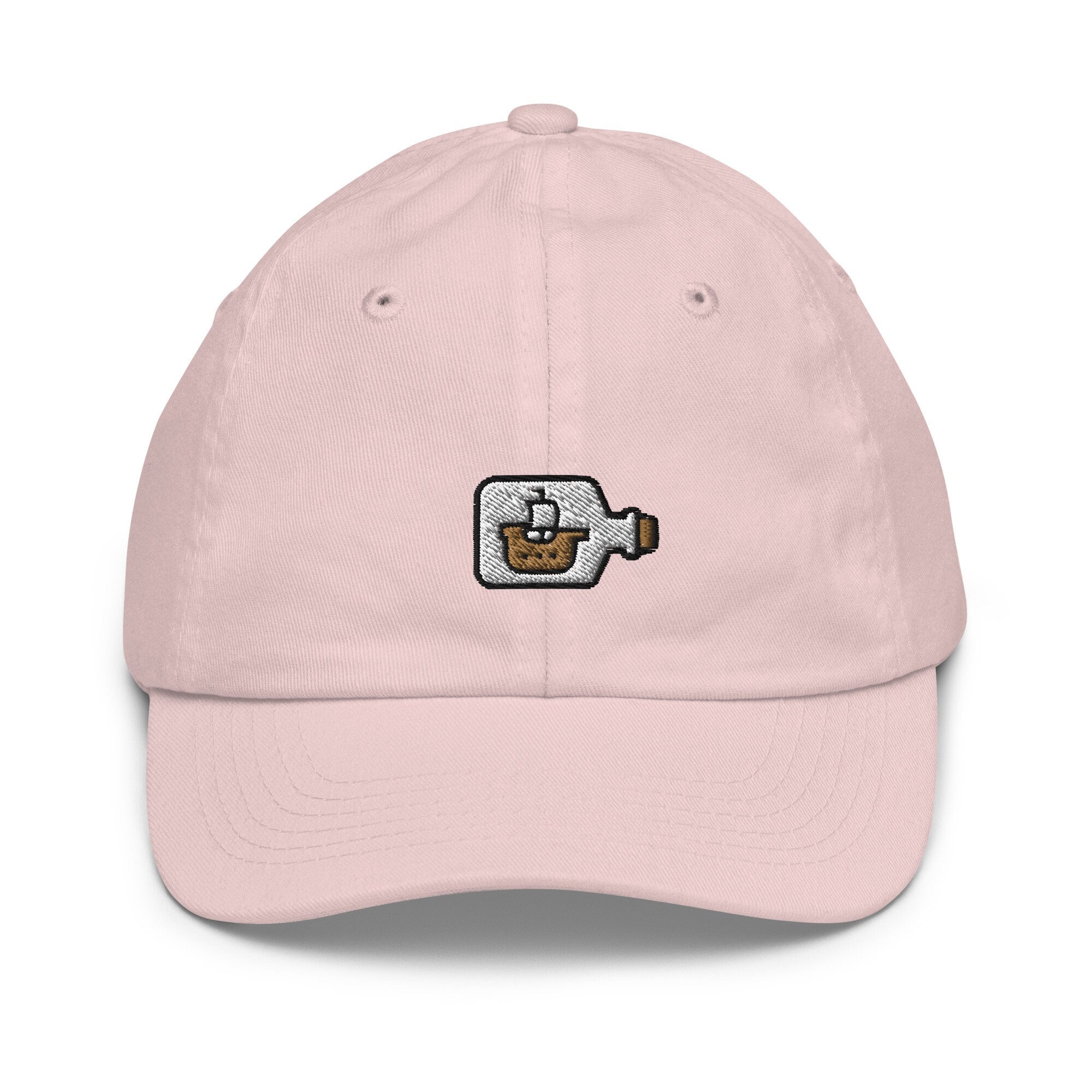 Ship in a Bottle Youth Baseball Cap, Handmade Kids Hat, Embroidered Childrens Hat Gift - Multiple Colors