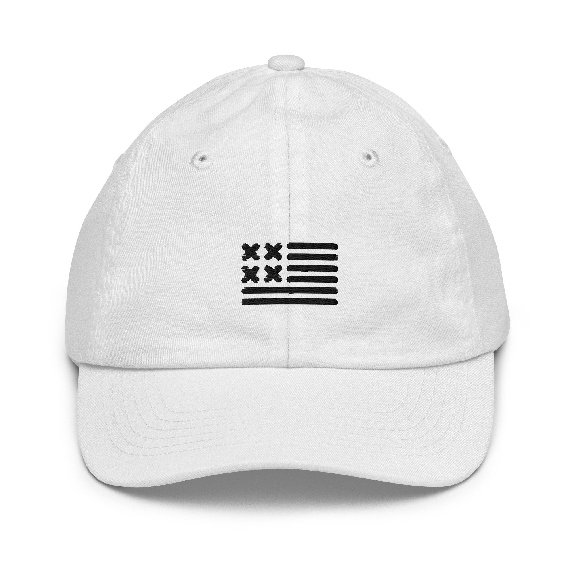 US Flag Youth Baseball Cap, Handmade Kids Hat, Embroidered Childrens Hat Gift - Multiple Colors