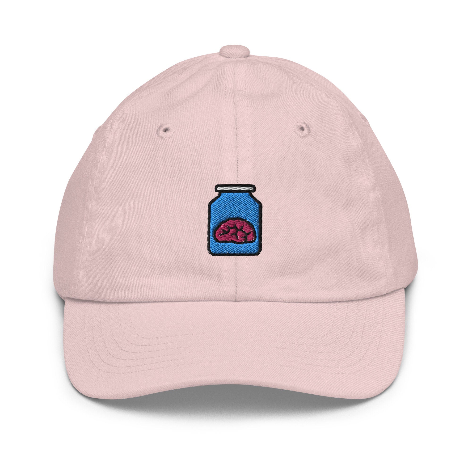 Brain in a Jar Youth Baseball Cap, Handmade Kids Hat, Embroidered Childrens Hat Gift - Multiple Colors