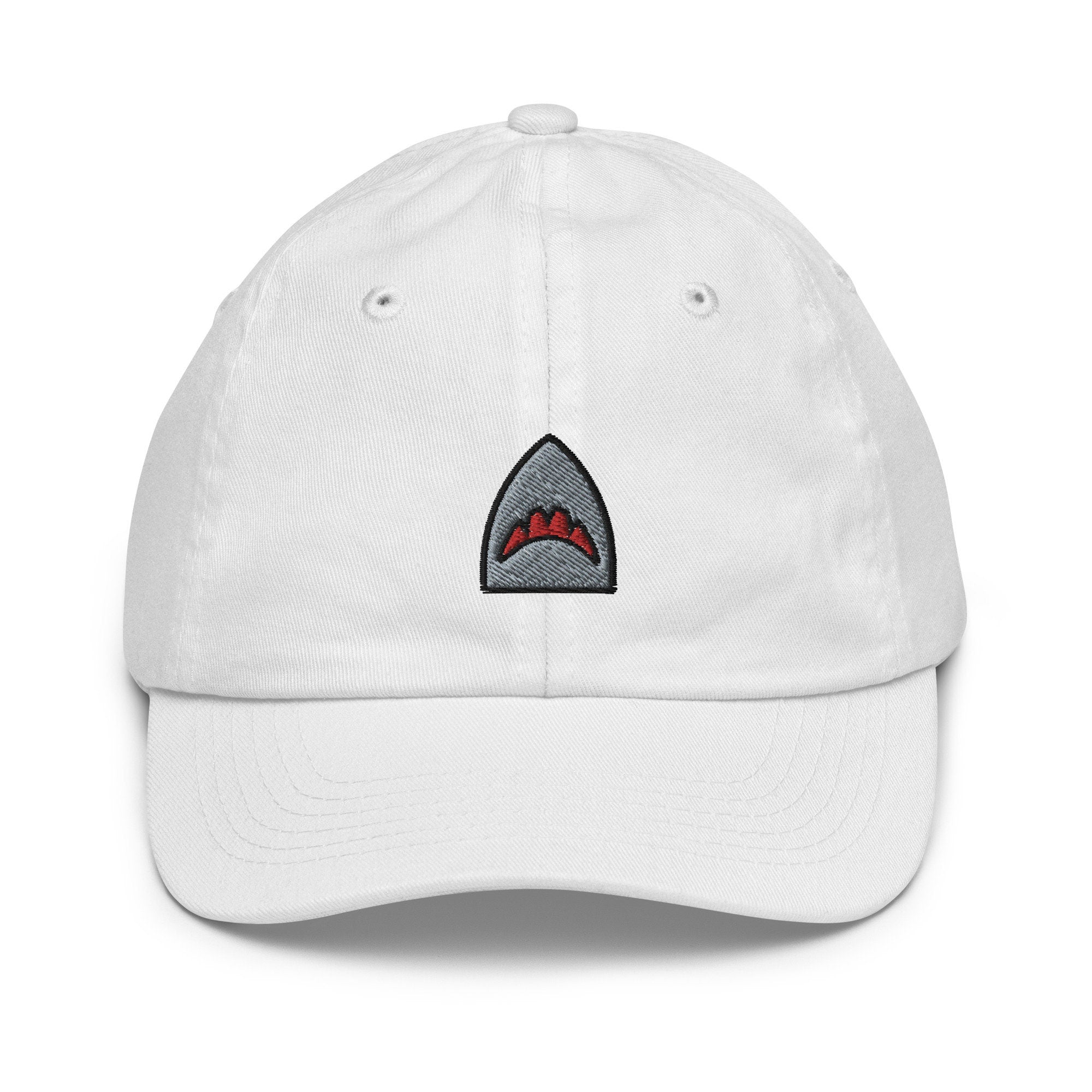 Shark Face Youth Baseball Cap, Handmade Kids Hat, Embroidered Childrens Hat Gift - Multiple Colors