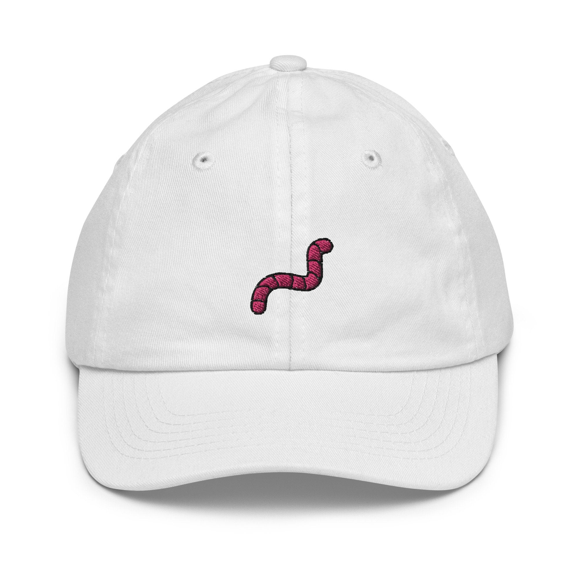 Worm Youth Baseball Cap, Handmade Kids Hat, Embroidered Childrens Hat Gift - Multiple Colors