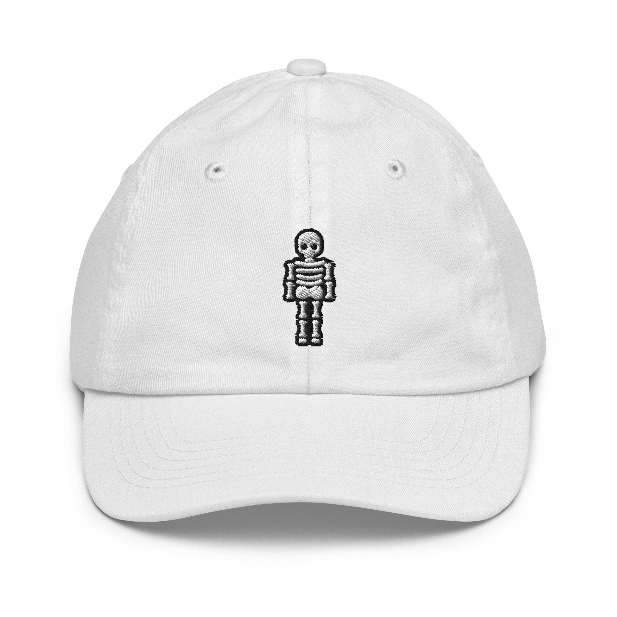 Skeleton Youth Baseball Cap, Handmade Kids Hat, Embroidered Childrens Hat Gift - Multiple Colors