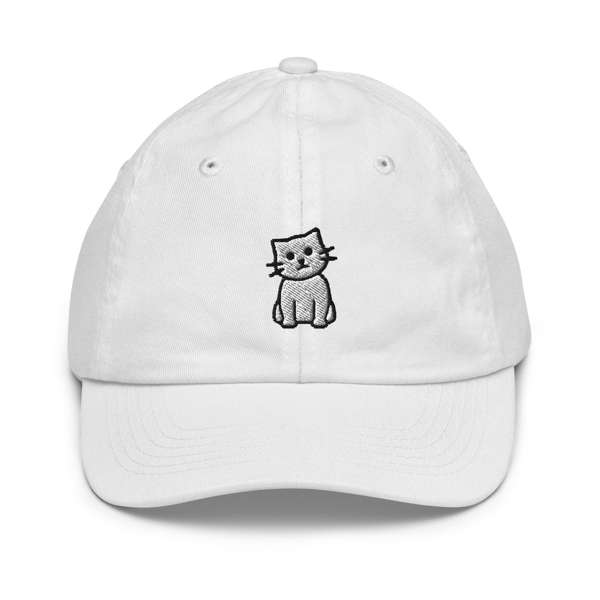 Cat Youth Baseball Cap, Handmade Kids Hat, Embroidered Childrens Hat Gift - Multiple Colors