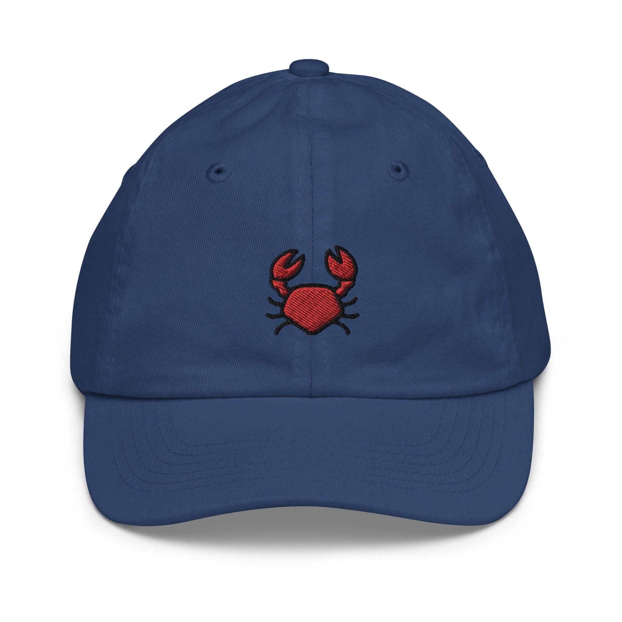 Crab Youth Baseball Cap, Handmade Kids Hat, Embroidered Childrens Hat Gift - Multiple Colors