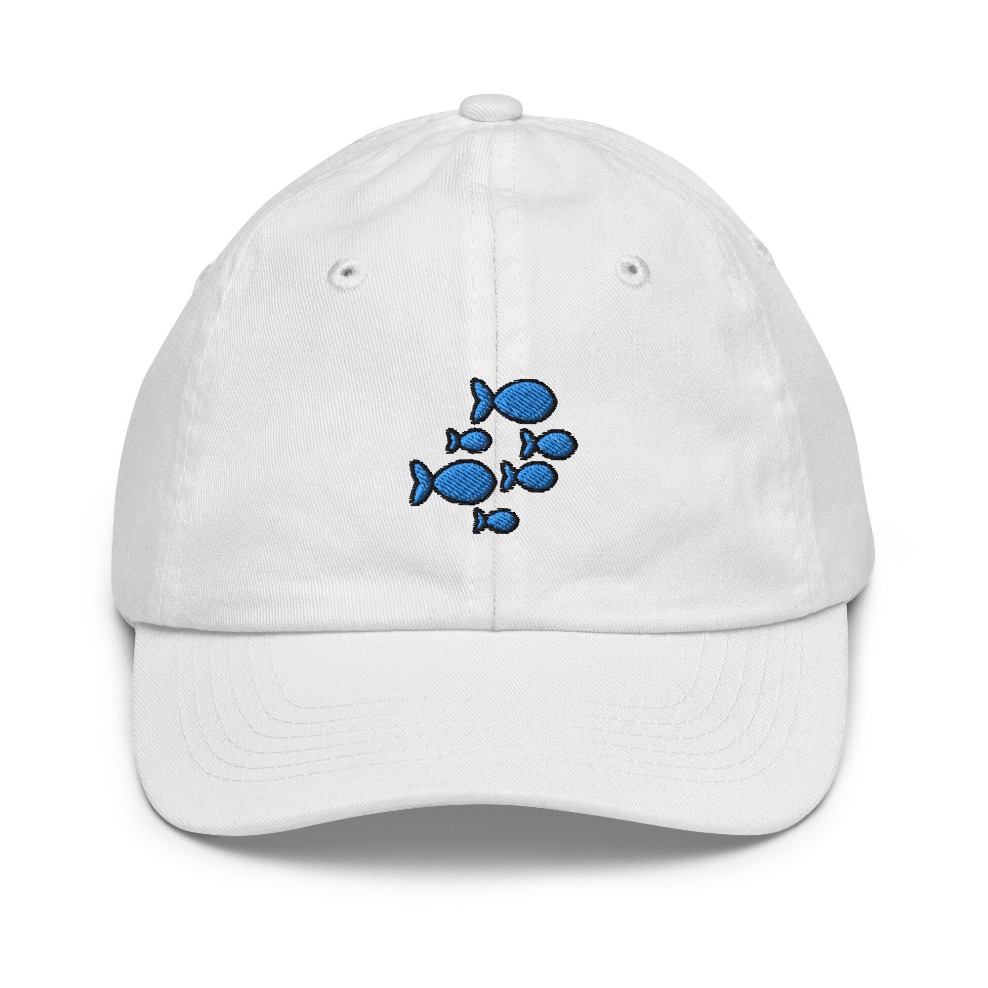 School of Fish Youth Baseball Cap, Handmade Kids Hat, Embroidered Childrens Hat Gift - Multiple Colors
