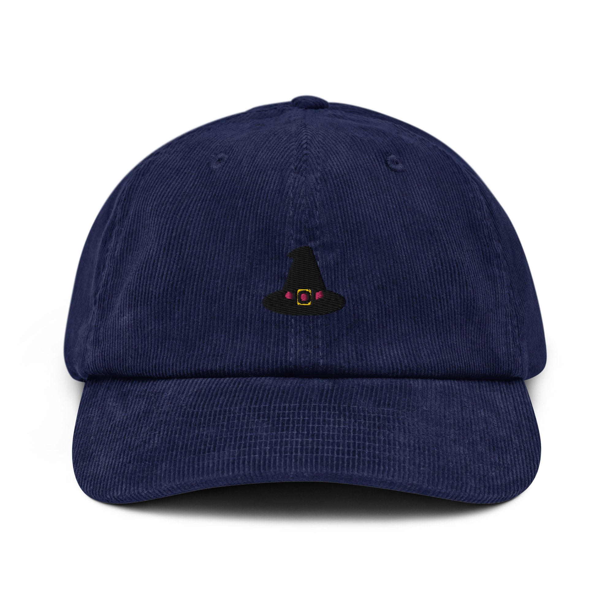 Witch Hat Corduroy Hat, Handmade Embroidered Corduroy Dad Cap - Multiple Colors