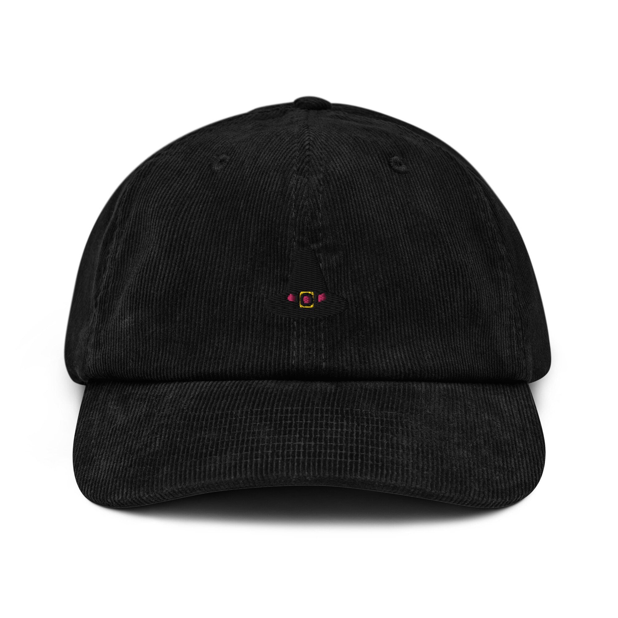 Witch Hat Corduroy Hat, Handmade Embroidered Corduroy Dad Cap - Multiple Colors