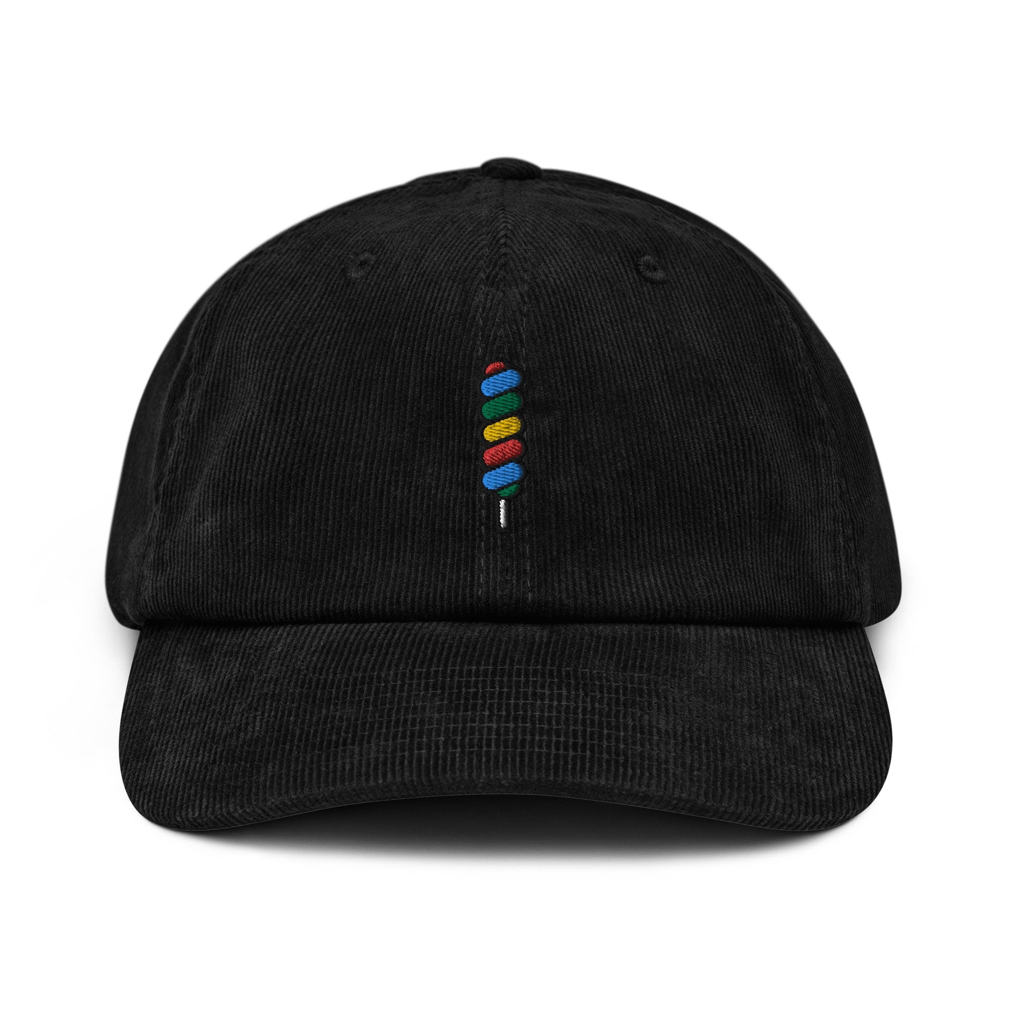Lollipop Corduroy Hat, Handmade Embroidered Corduroy Dad Cap - Multiple Colors