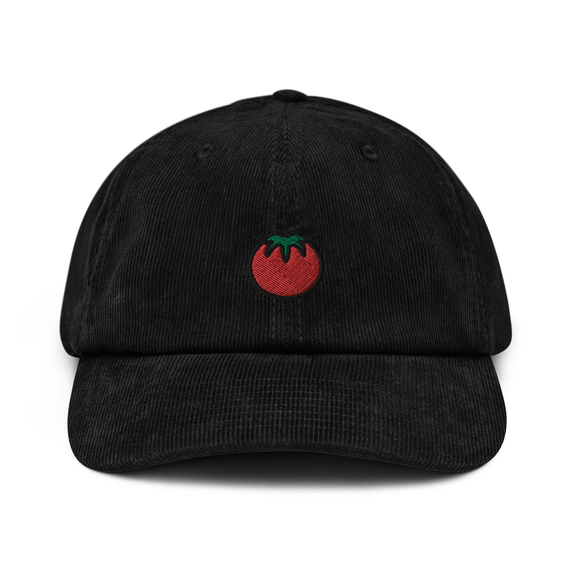 Tomato Corduroy Hat, Handmade Embroidered Corduroy Dad Cap - Multiple Colors