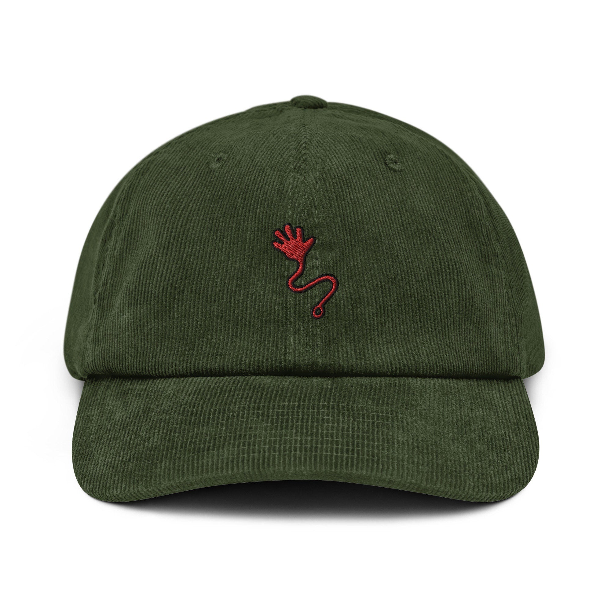 Sticky Hand Corduroy Hat, Handmade Embroidered Corduroy Dad Cap - Multiple Colors