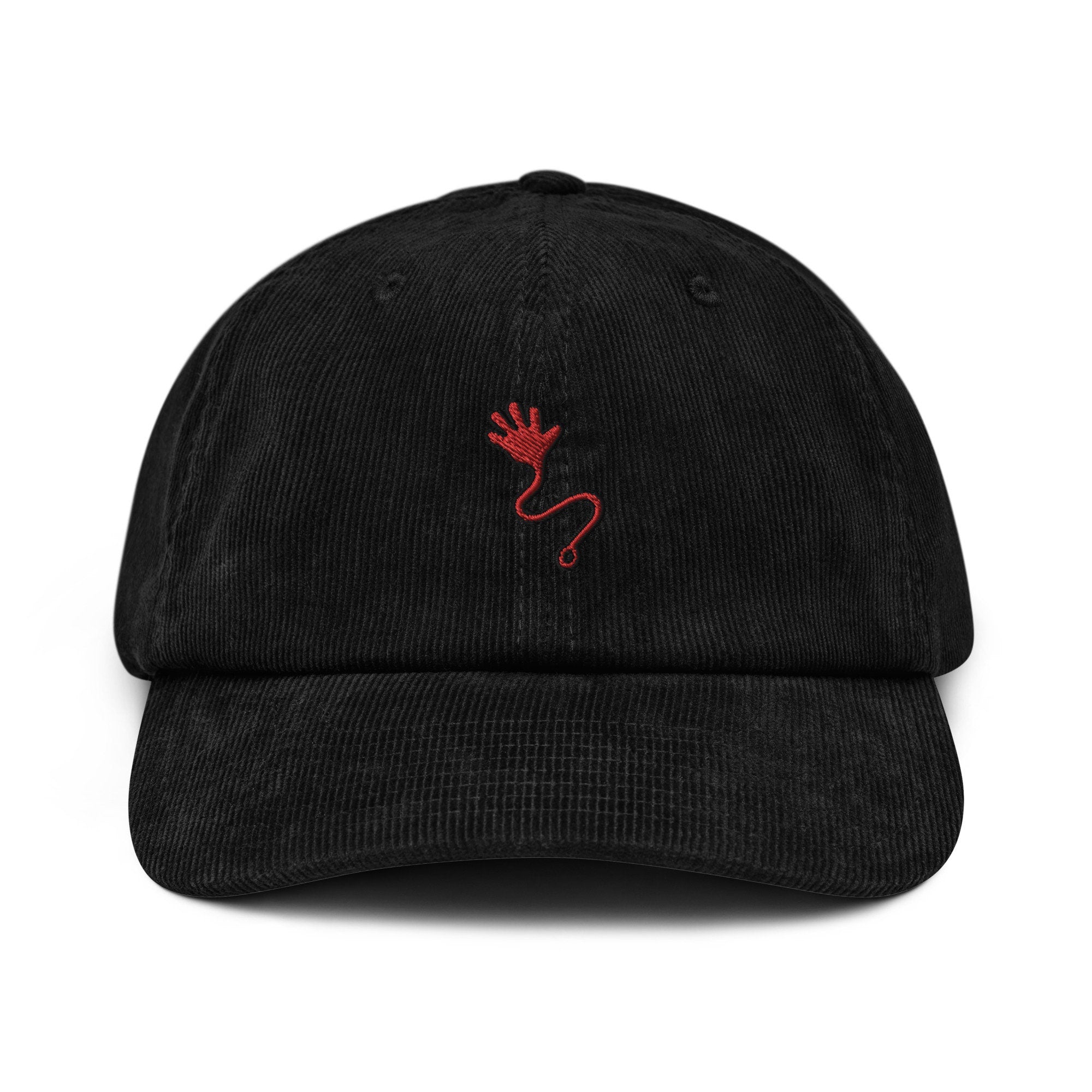 Sticky Hand Corduroy Hat, Handmade Embroidered Corduroy Dad Cap - Multiple Colors