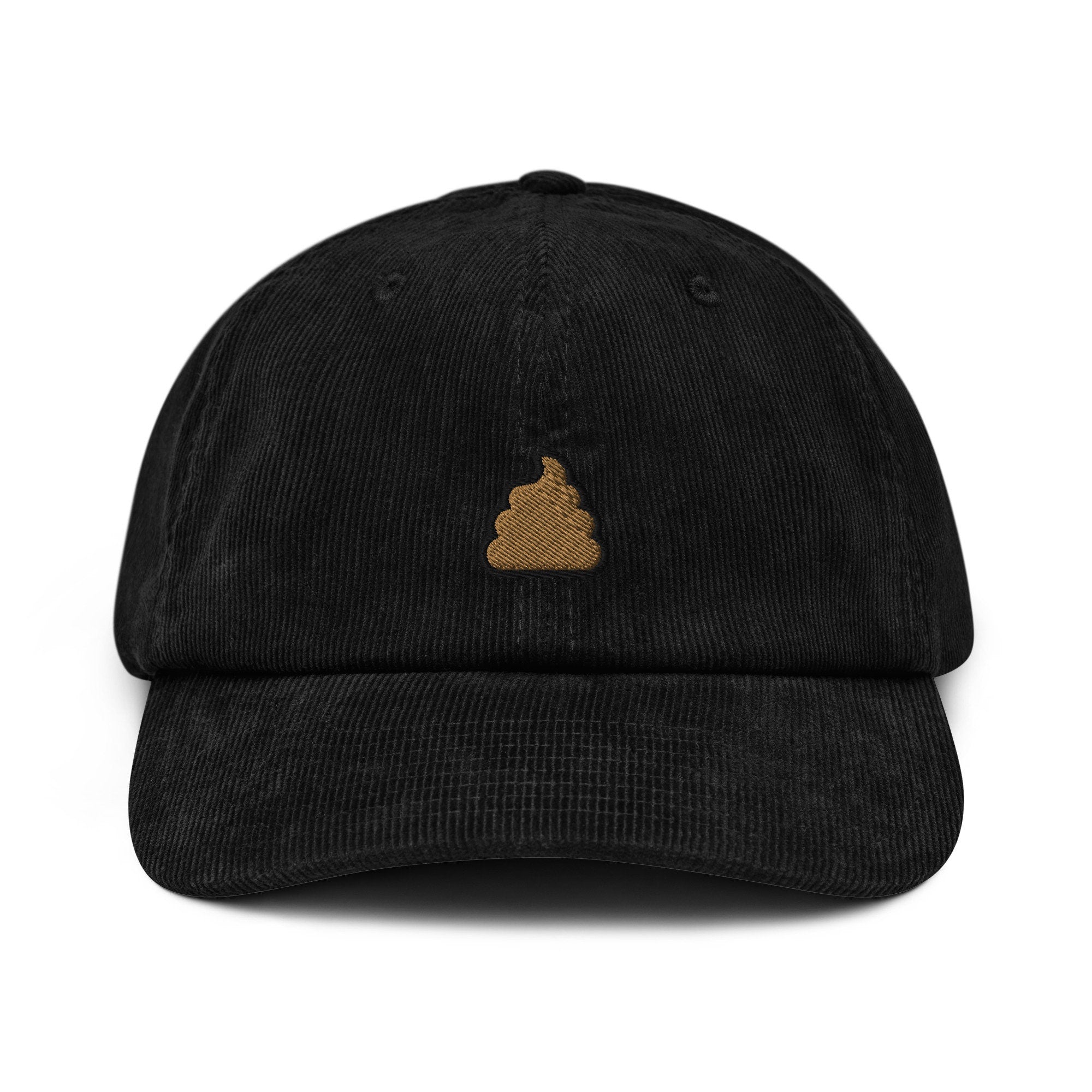 Poop Emoji Corduroy Hat, Handmade Embroidered Corduroy Dad Cap - Multiple Colors