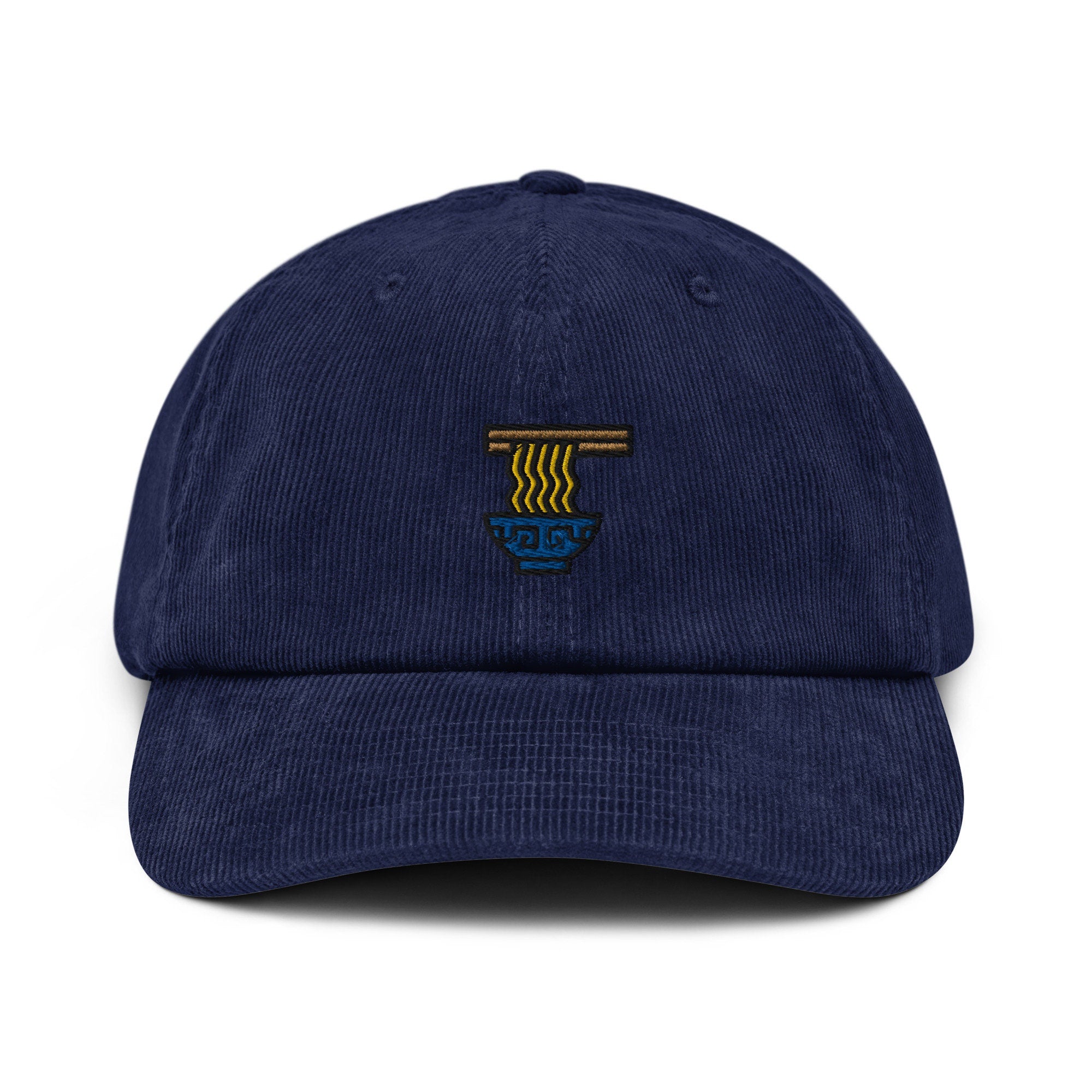 Ramen Noodles Corduroy Hat, Handmade Embroidered Corduroy Dad Cap - Multiple Colors