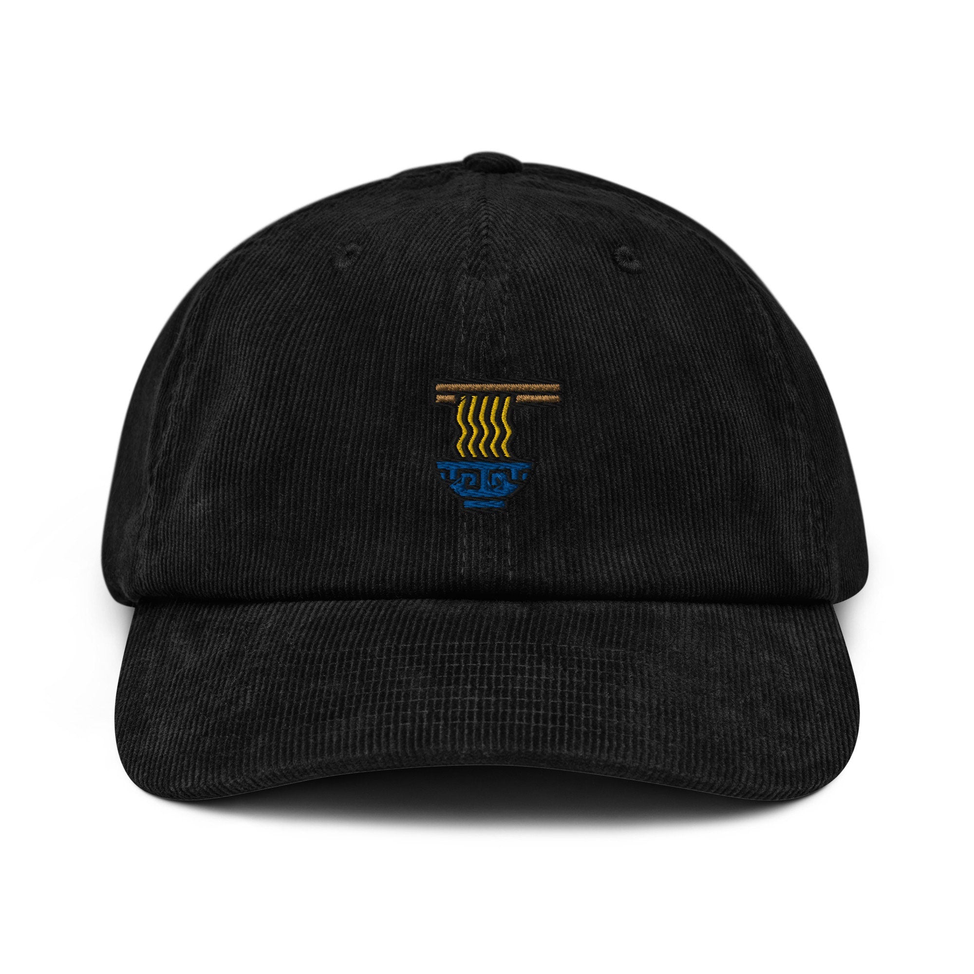Ramen Noodles Corduroy Hat, Handmade Embroidered Corduroy Dad Cap - Multiple Colors