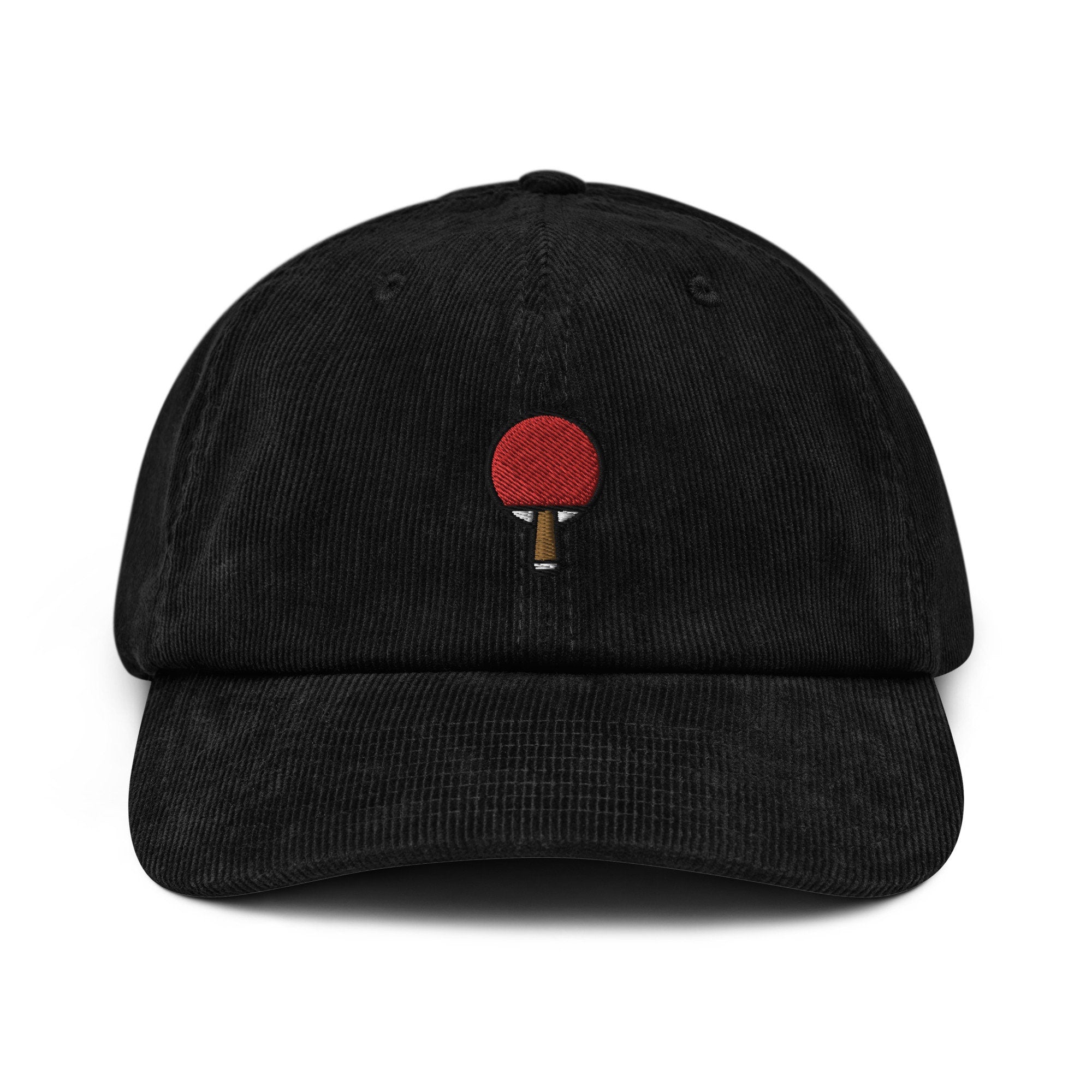Ping Pong Paddle Corduroy Hat, Handmade Embroidered Corduroy Dad Cap - Multiple Colors