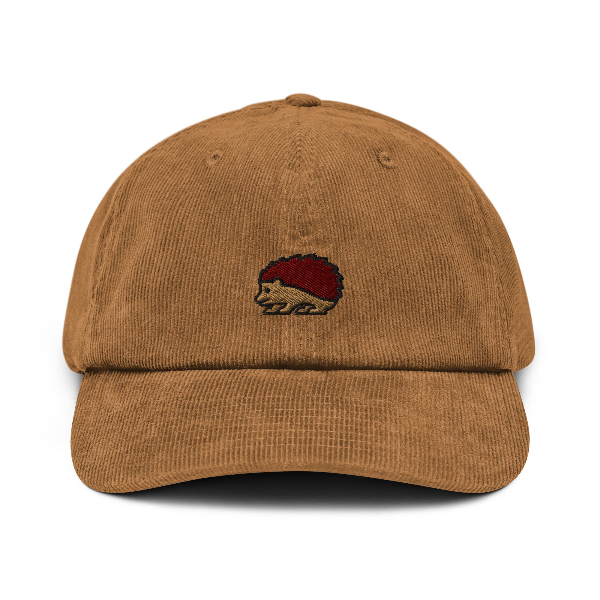 Hedgehog Corduroy Hat, Handmade Embroidered Corduroy Dad Cap - Multiple Colors