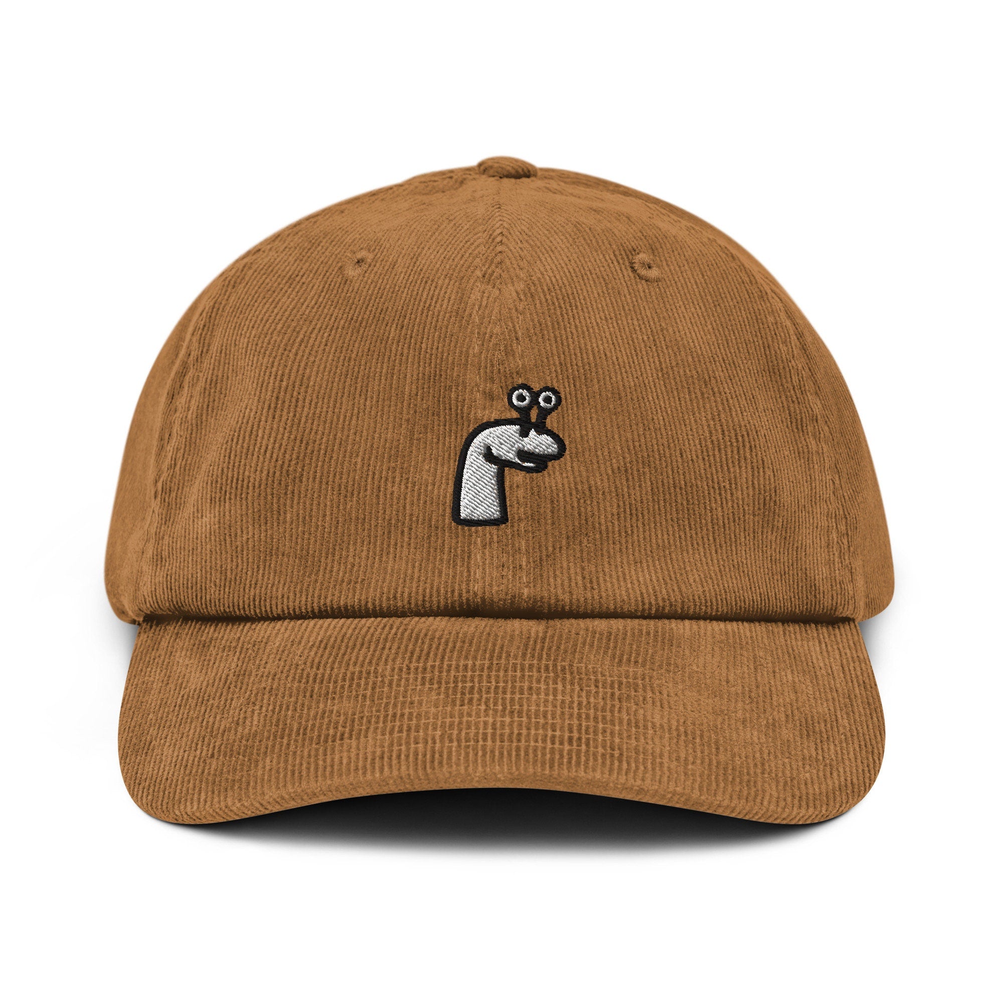 Sock Puppet Corduroy Hat, Handmade Embroidered Corduroy Dad Cap - Multiple Colors