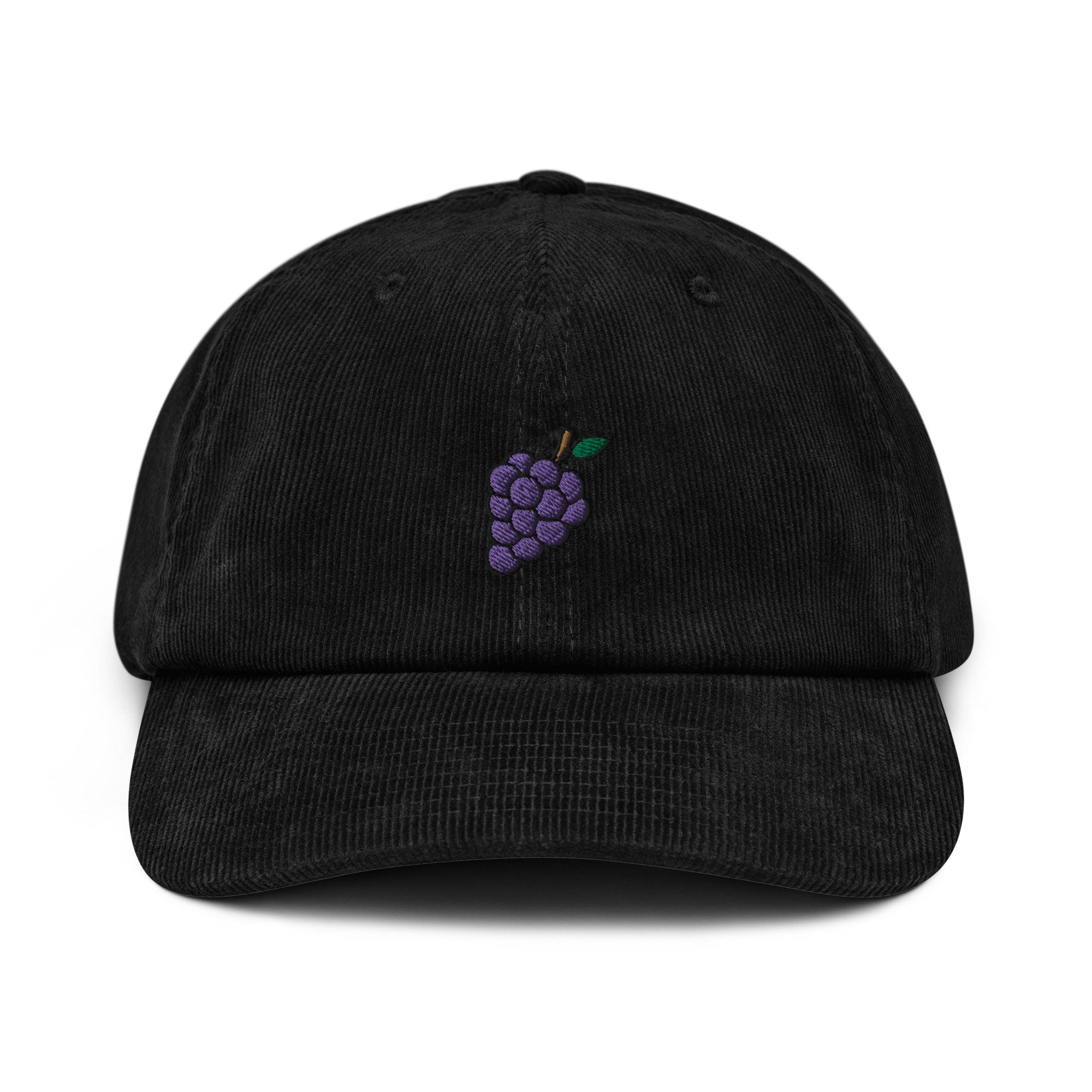 Grapes Corduroy Hat, Handmade Embroidered Corduroy Dad Cap - Multiple Colors