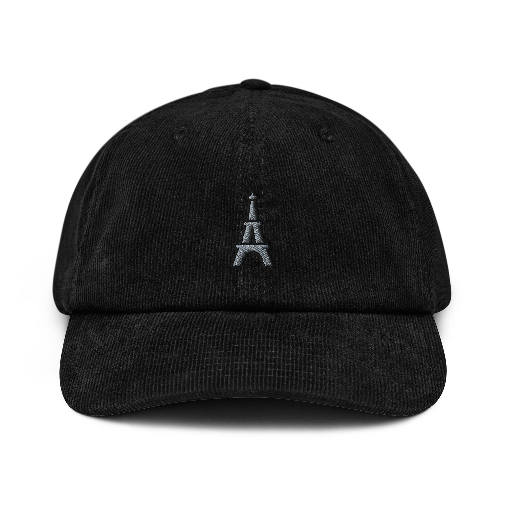 Eiffel Tower Corduroy Hat, Handmade Embroidered Corduroy Dad Cap - Multiple Colors