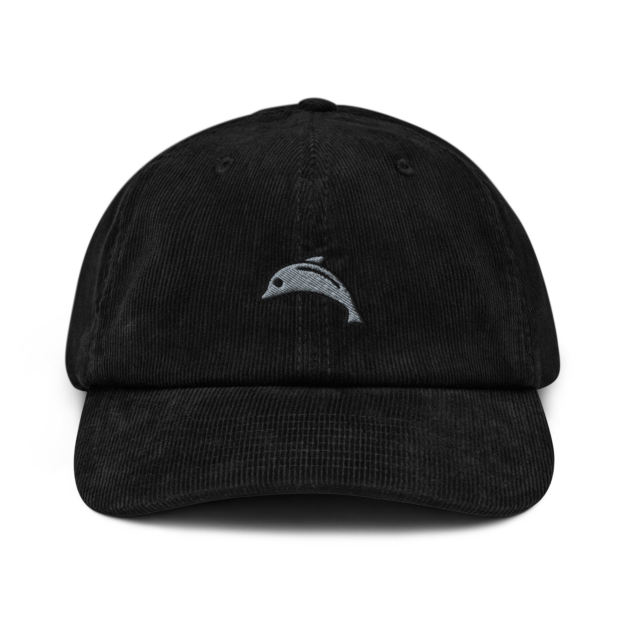 Dolphin Corduroy Hat, Handmade Embroidered Corduroy Dad Cap - Multiple Colors