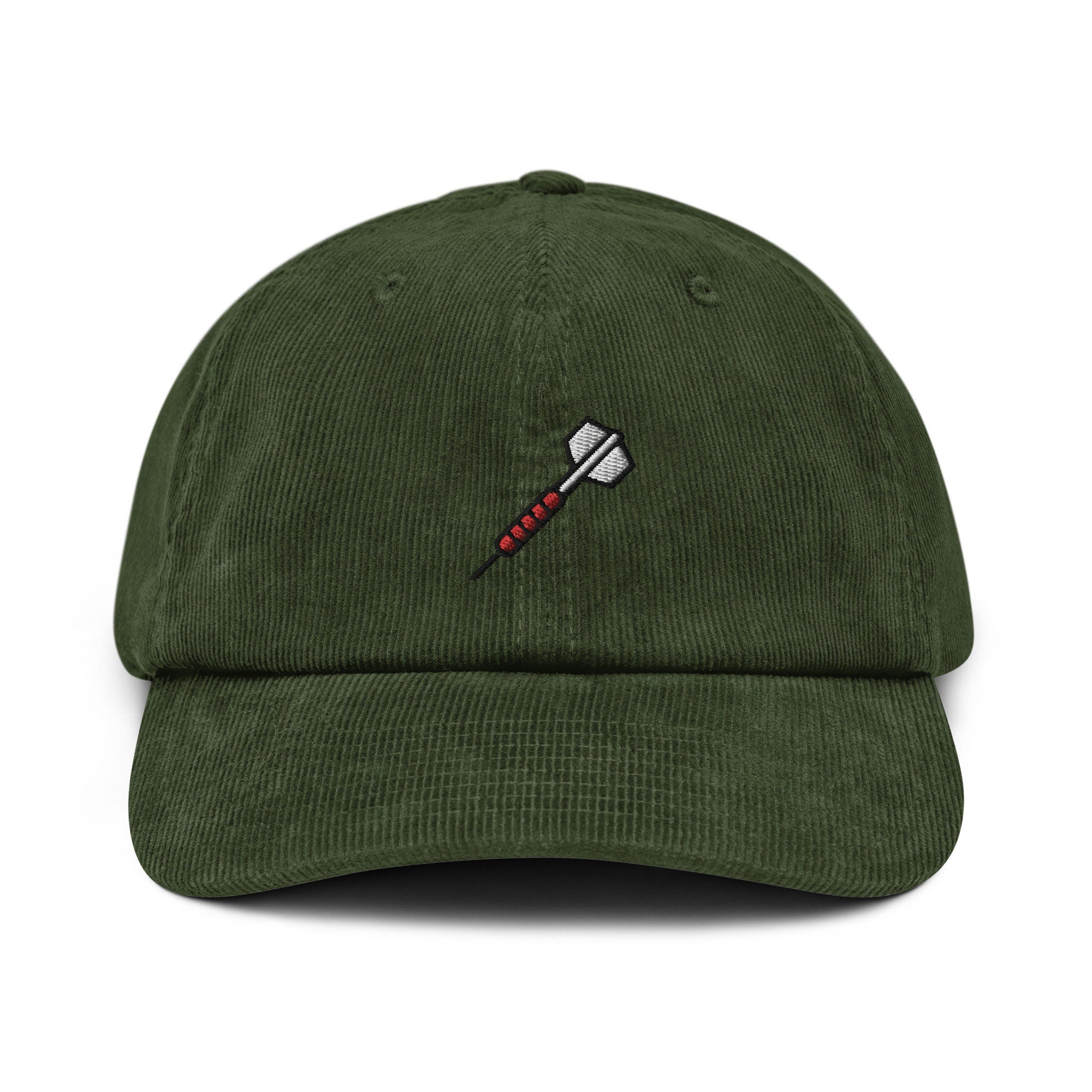 Dart Corduroy Hat, Handmade Embroidered Corduroy Dad Cap - Multiple Colors