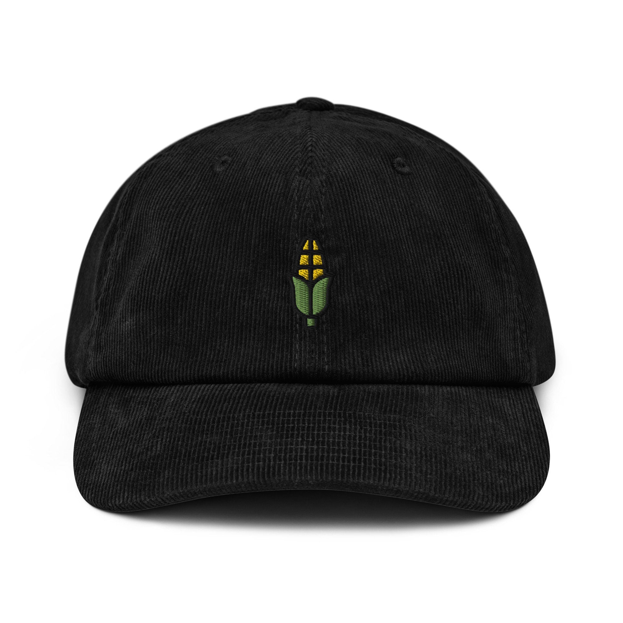 Corn Corduroy Hat, Handmade Embroidered Corduroy Dad Cap - Multiple Colors