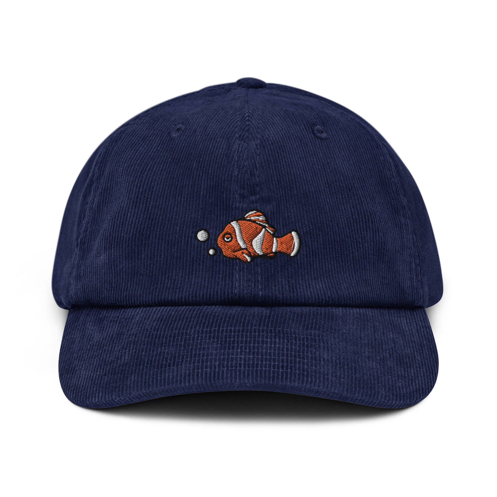 Clown Fish Corduroy Hat, Handmade Embroidered Corduroy Dad Cap - Multiple Colors
