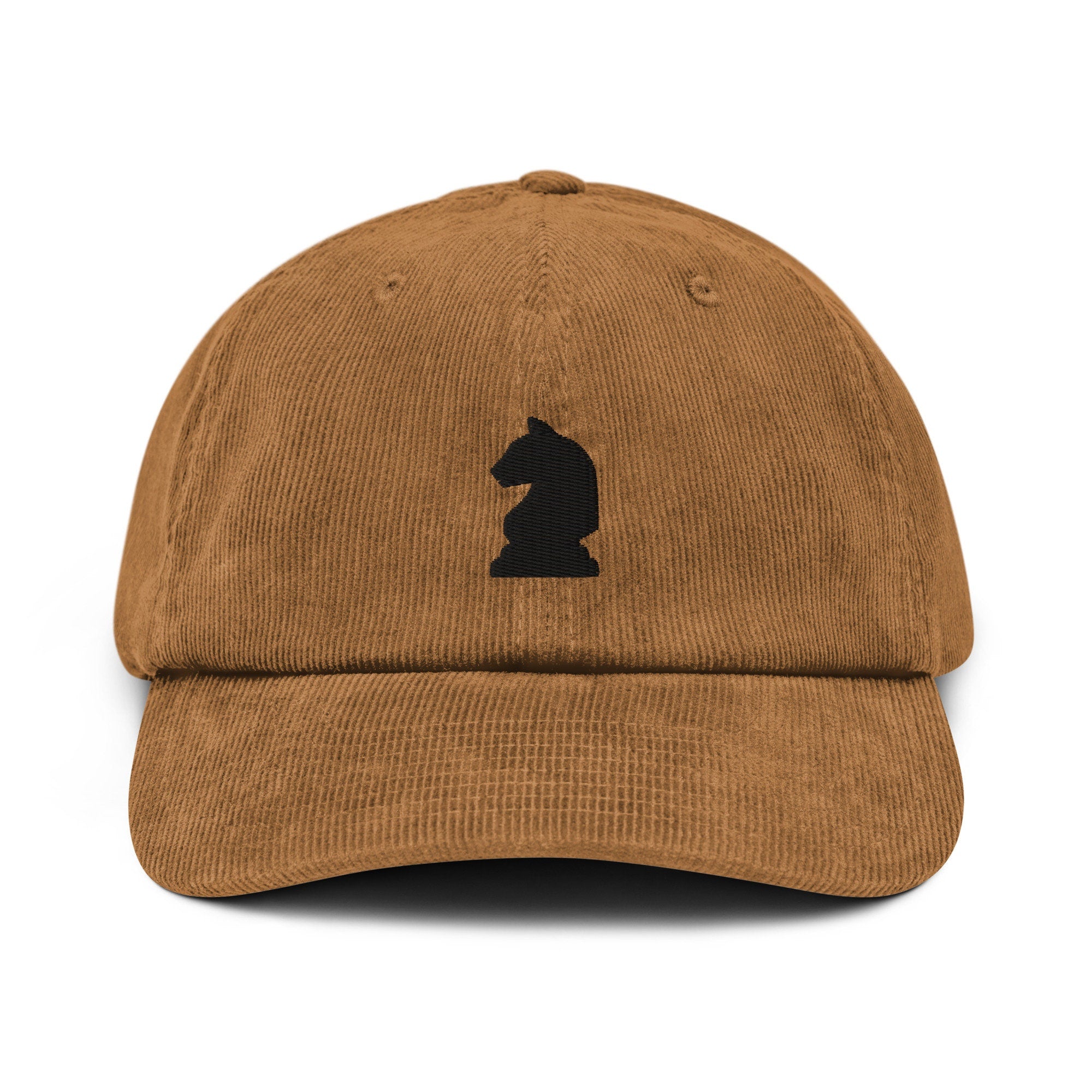 Chess Horse Corduroy Hat, Handmade Embroidered Corduroy Dad Cap - Multiple Colors