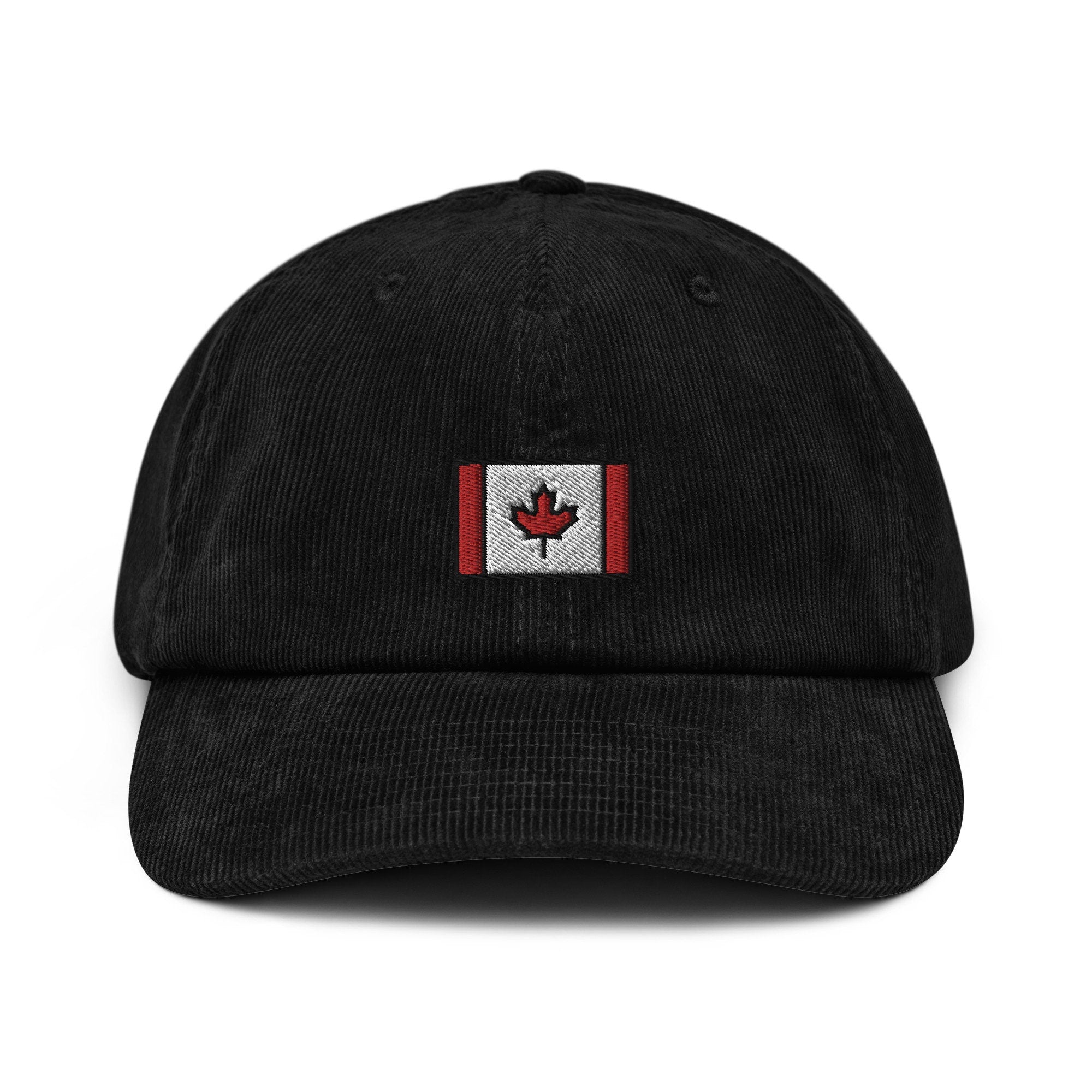 Canadian Flag Corduroy Hat, Handmade Embroidered Corduroy Dad Cap - Multiple Colors