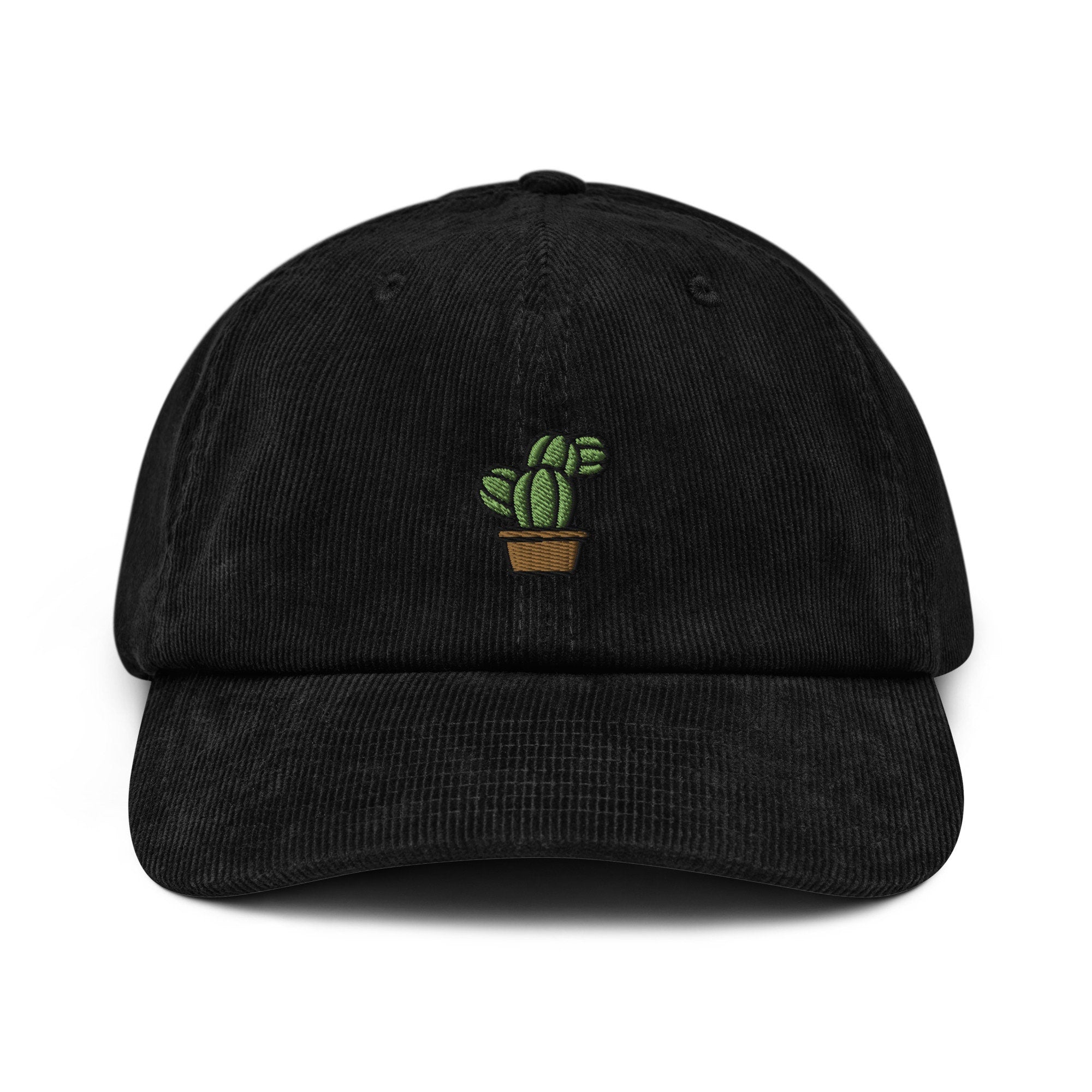 Bunny Tail Cactus Corduroy Hat, Handmade Embroidered Corduroy Dad Cap - Multiple Colors