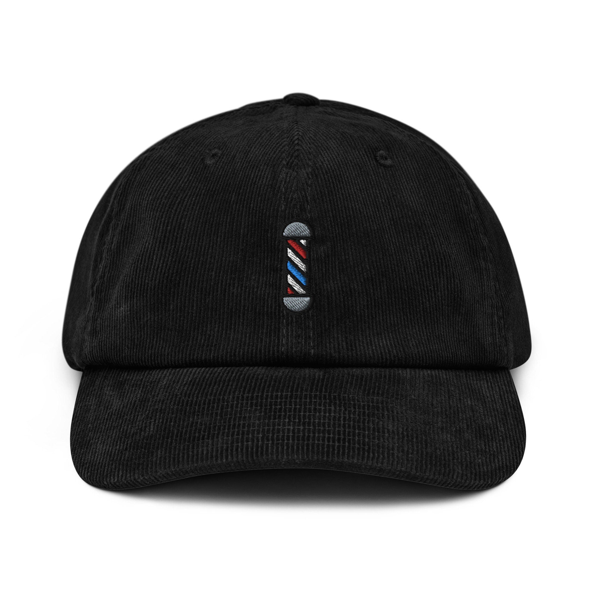 Barber Pole Corduroy Hat, Handmade Embroidered Corduroy Dad Cap - Multiple Colors