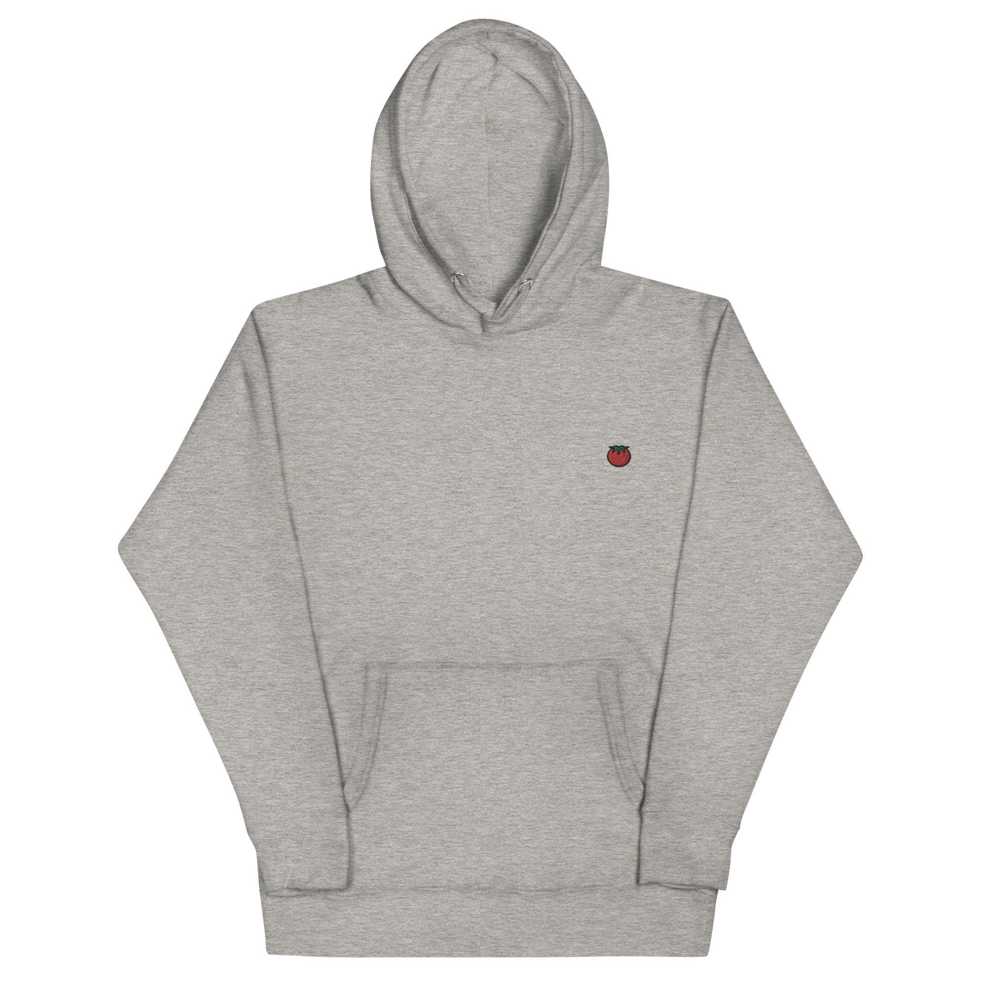 Tomato Unisex Hoodie, Handmade Embroidered Hoodie, Premium Hooded Sweater, Hoodie Embroidery - Multiple Colors