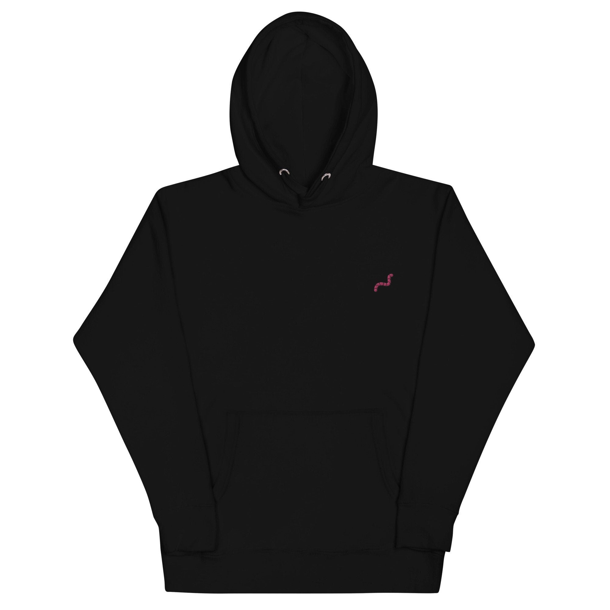 Worm Unisex Hoodie, Handmade Embroidered Hoodie, Premium Hooded Sweater, Hoodie Embroidery - Multiple Colors