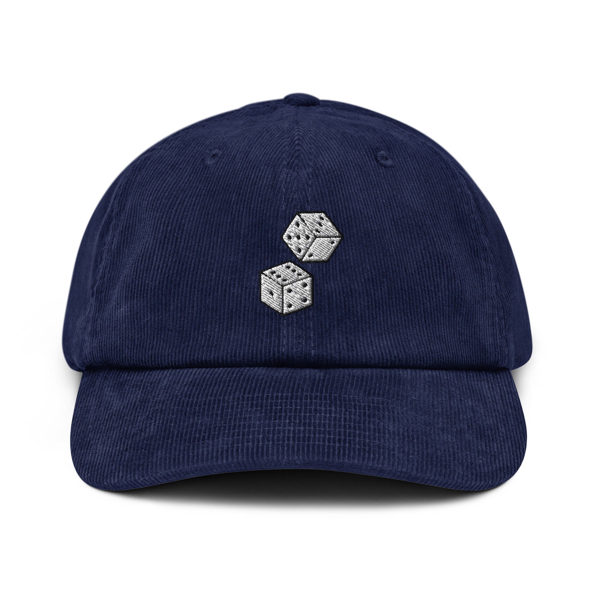 Dice Embroidered Corduroy Hat, Handmade Two Dice Corduroy Hat Embroidery, Dice Gaming Handmade Hat - Multiple Colors