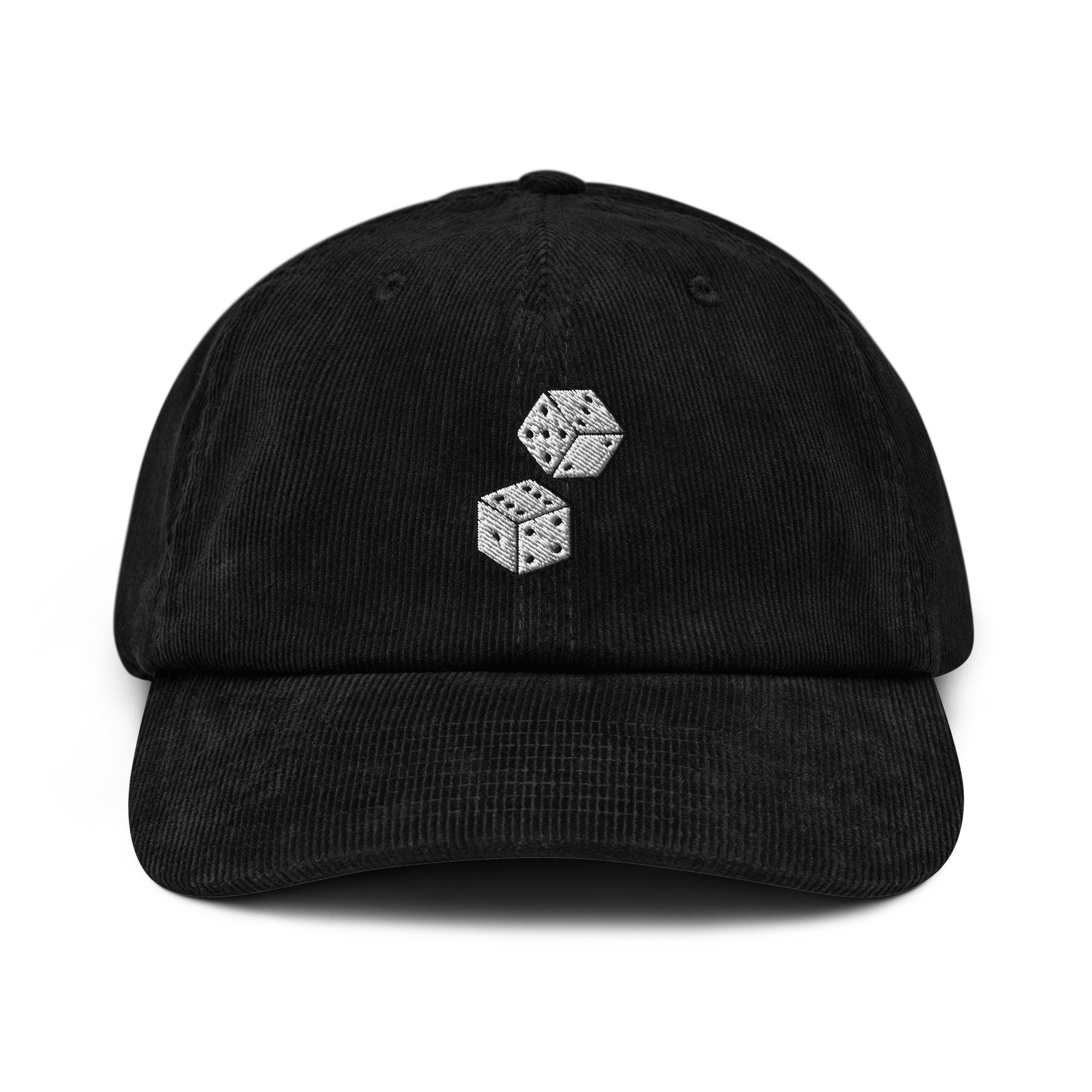 Dice Embroidered Corduroy Hat, Handmade Two Dice Corduroy Hat Embroidery, Dice Gaming Handmade Hat - Multiple Colors