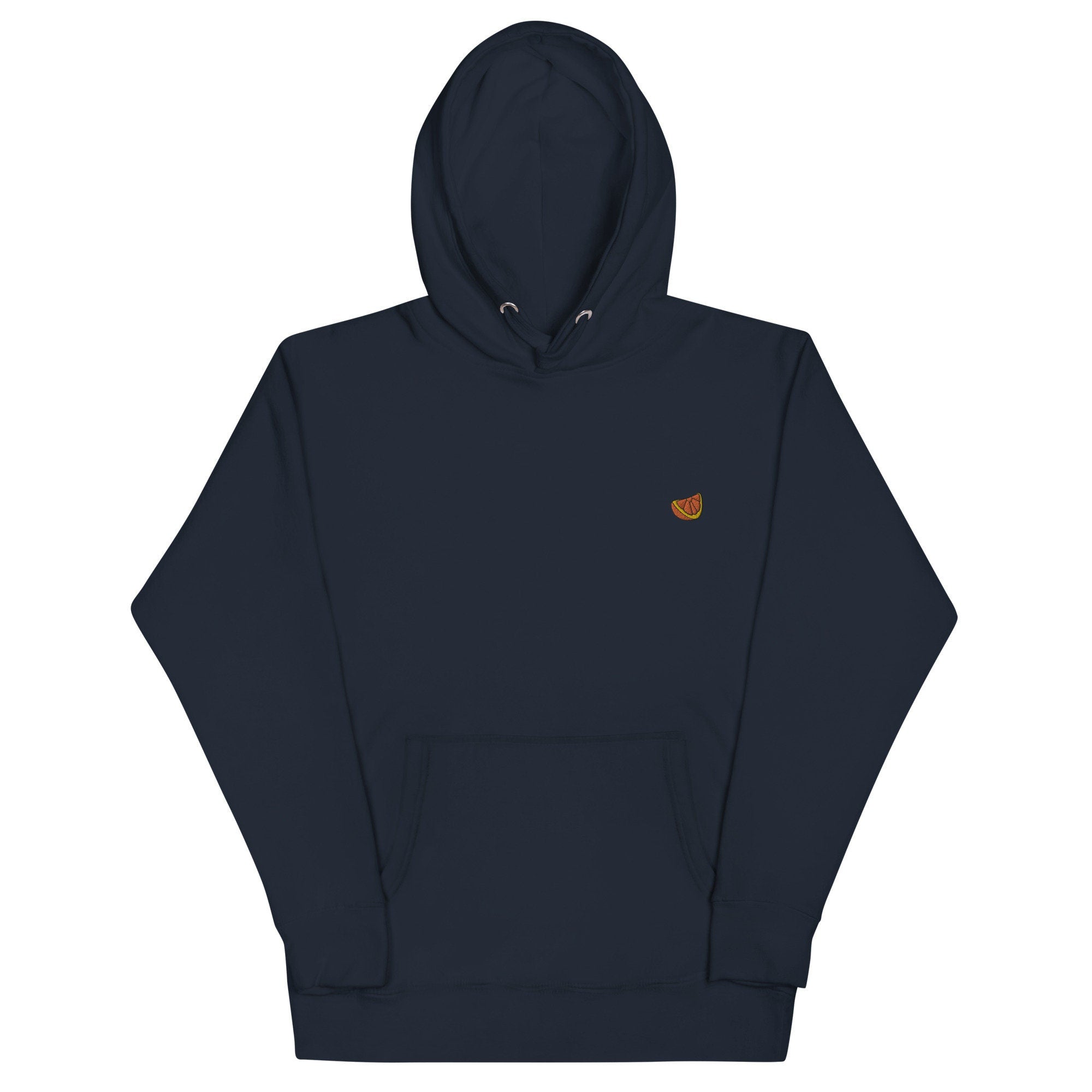 Orange Slice Unisex Hoodie, Handmade Embroidered Hoodie, Premium Hooded Sweater, Hoodie Embroidery - Multiple Colors